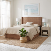 Noria Wood Queen Lift-Up Storage Bed with Fluted Headboard