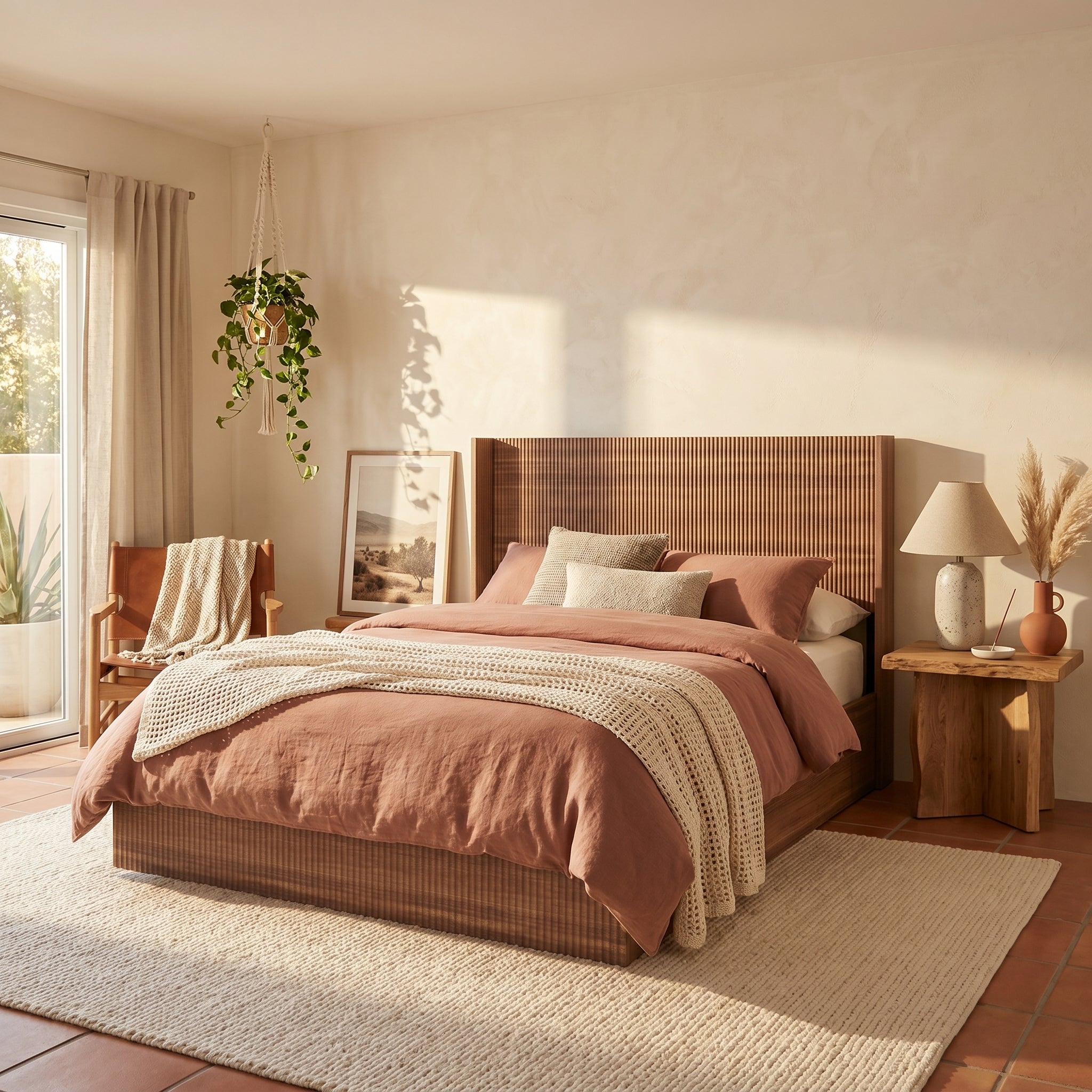 Noria Wood Queen Lift-Up Storage Bed with Fluted Headboard