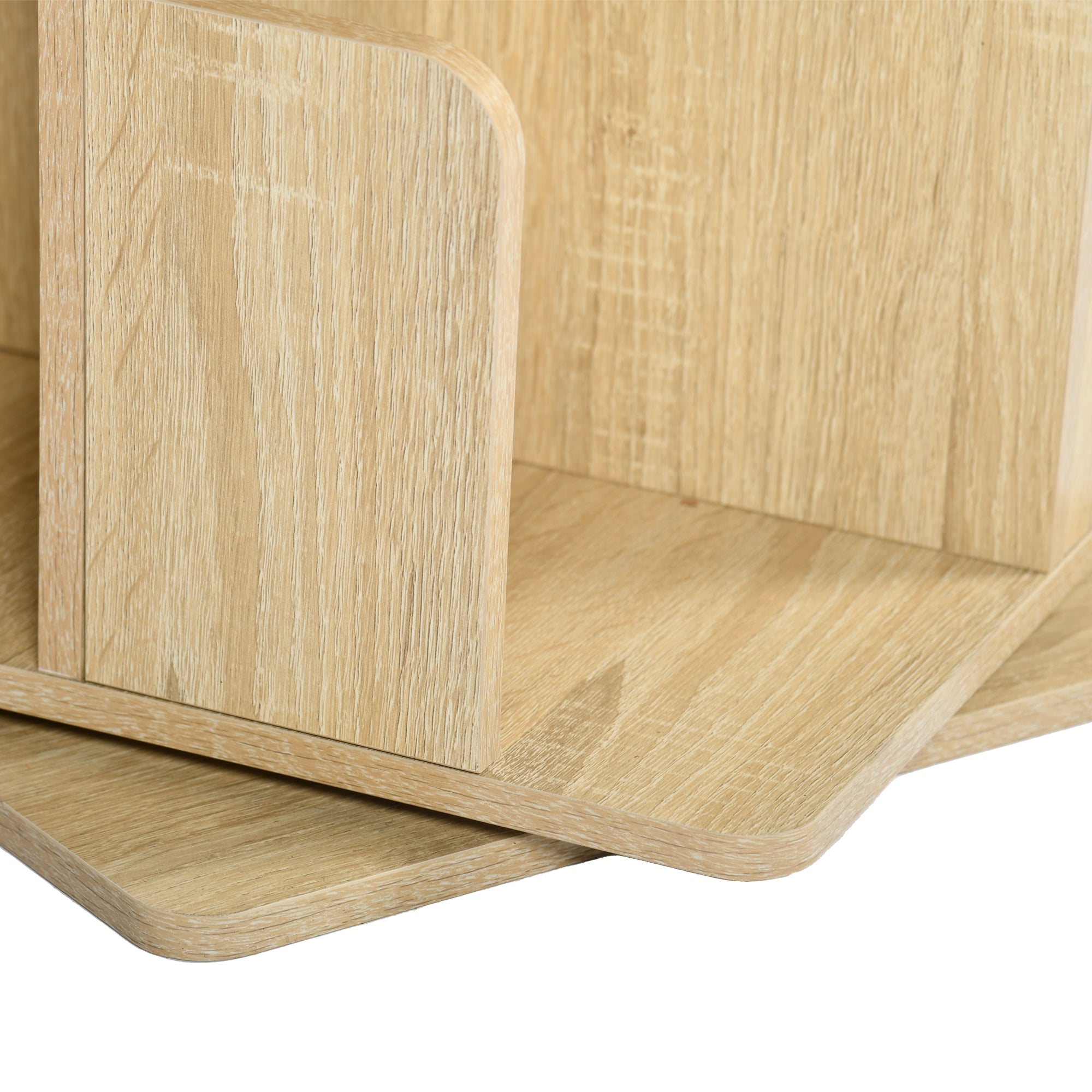 Homy Casa OLIVA 4-Tire Oak Rotating Bookstand Shelf for Storage and Display