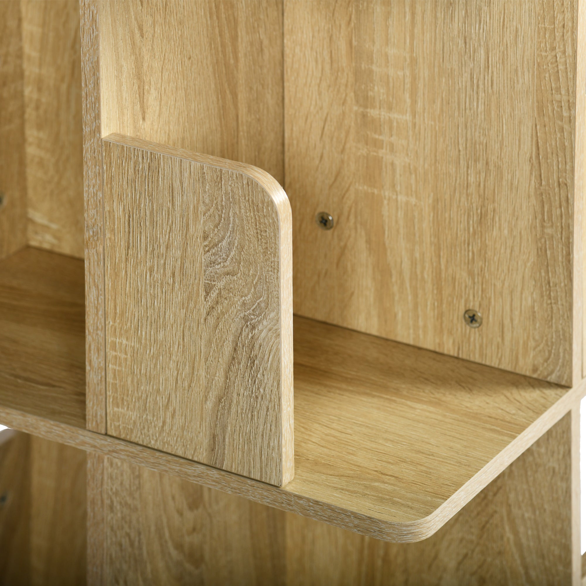 OLIVA 4-Tire Oak Rotating Bookshelf for Storage and Display