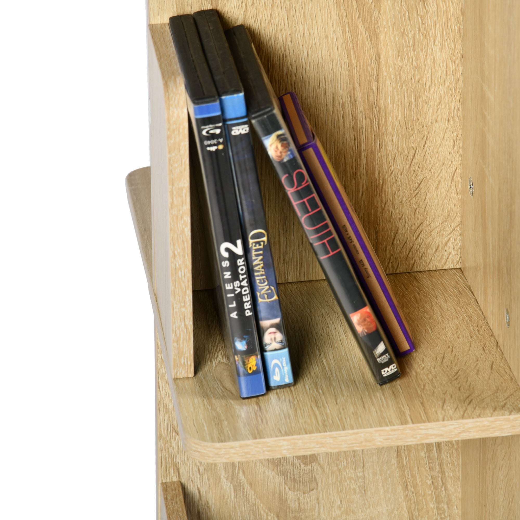OLIVA 4-Tire Oak Rotating Bookshelf for Storage and Display