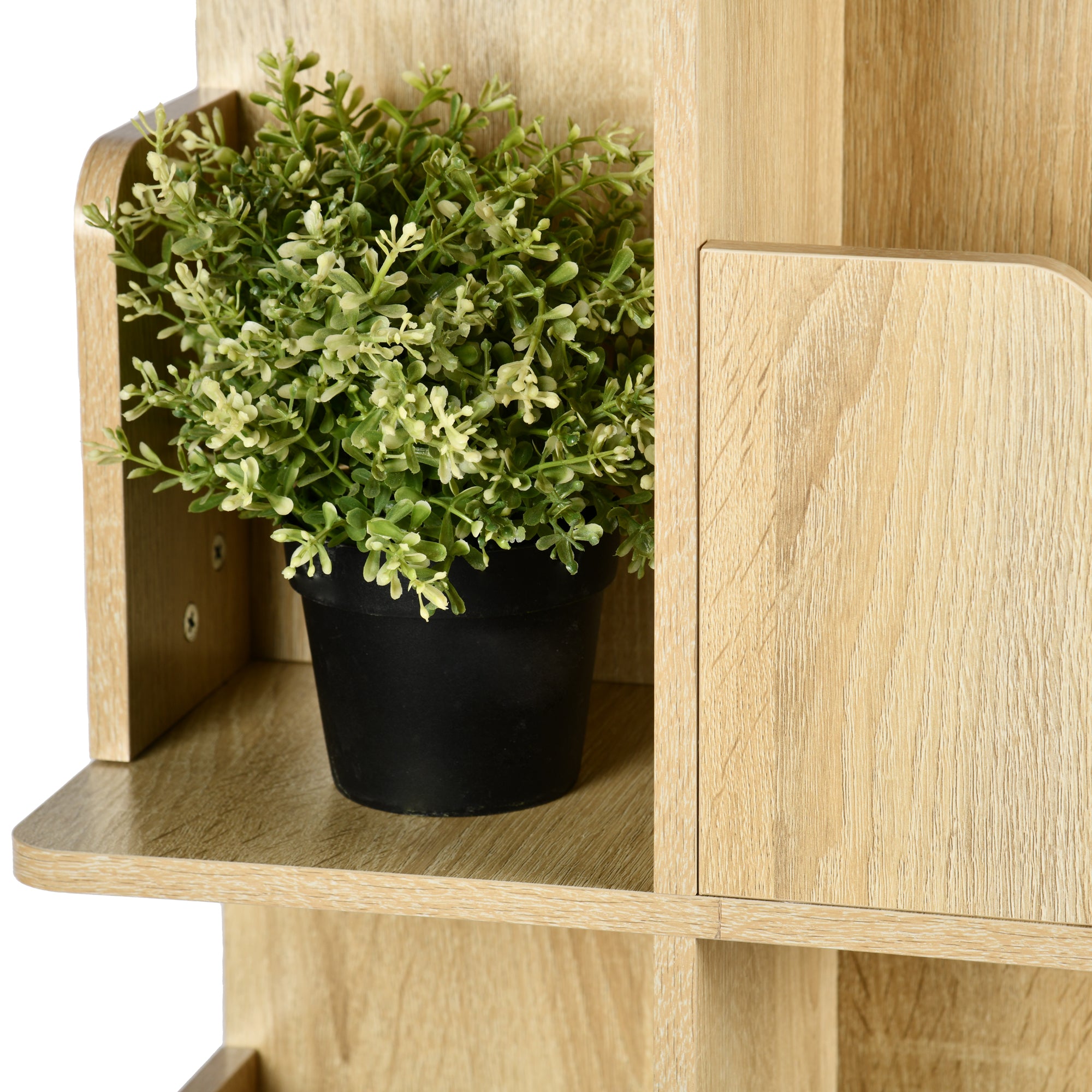 OLIVA 4-Tire Oak Rotating Bookshelf for Storage and Display