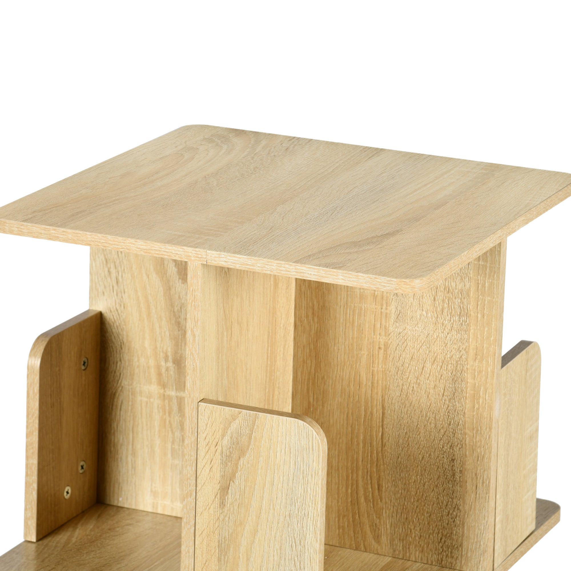 Homy Casa OLIVA 4-Tire Oak Rotating Bookstand Shelf for Storage and Display