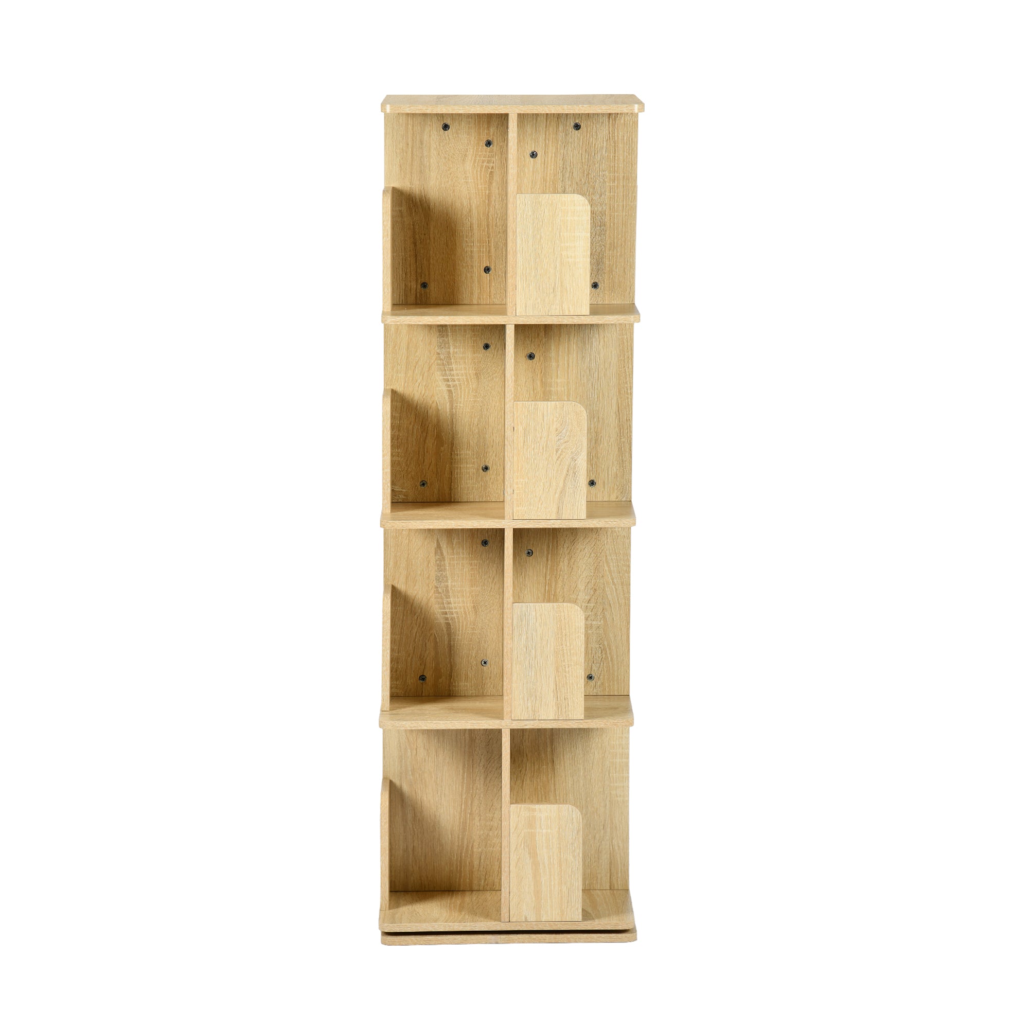 OLIVA 4-Tire Oak Rotating Bookshelf for Storage and Display