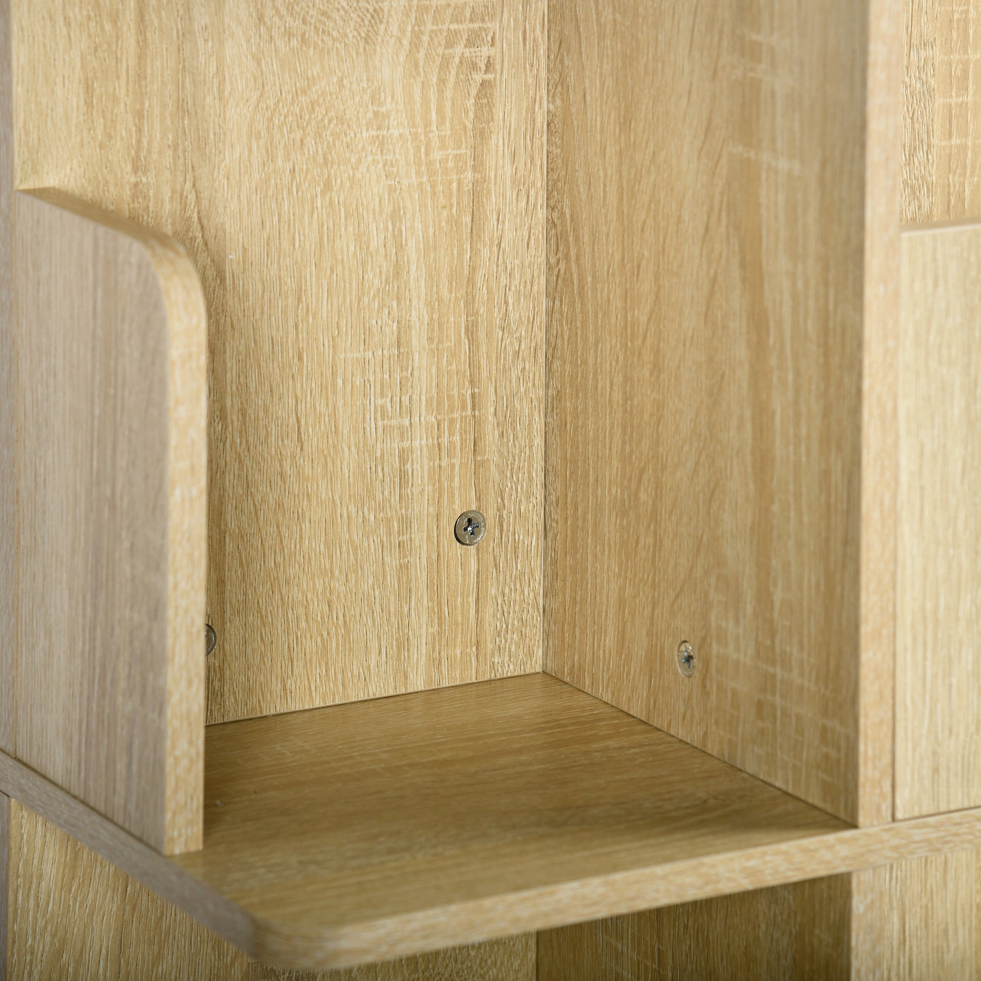 OLIVA 4-Tire Oak Rotating Bookshelf for Storage and Display