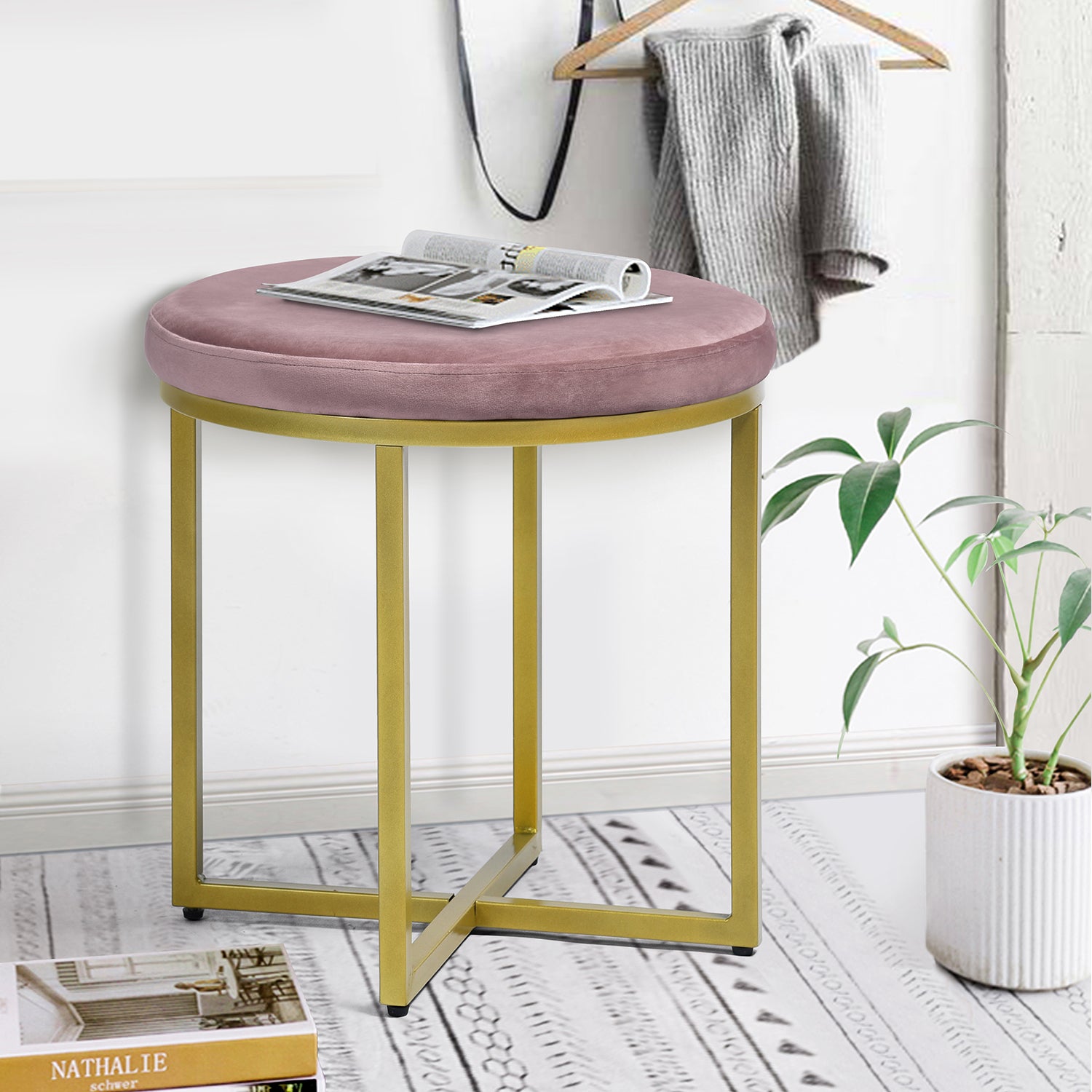 Homy Casa OMARI BLUSH Ottoman Versatile Seating and Footrest Open Box