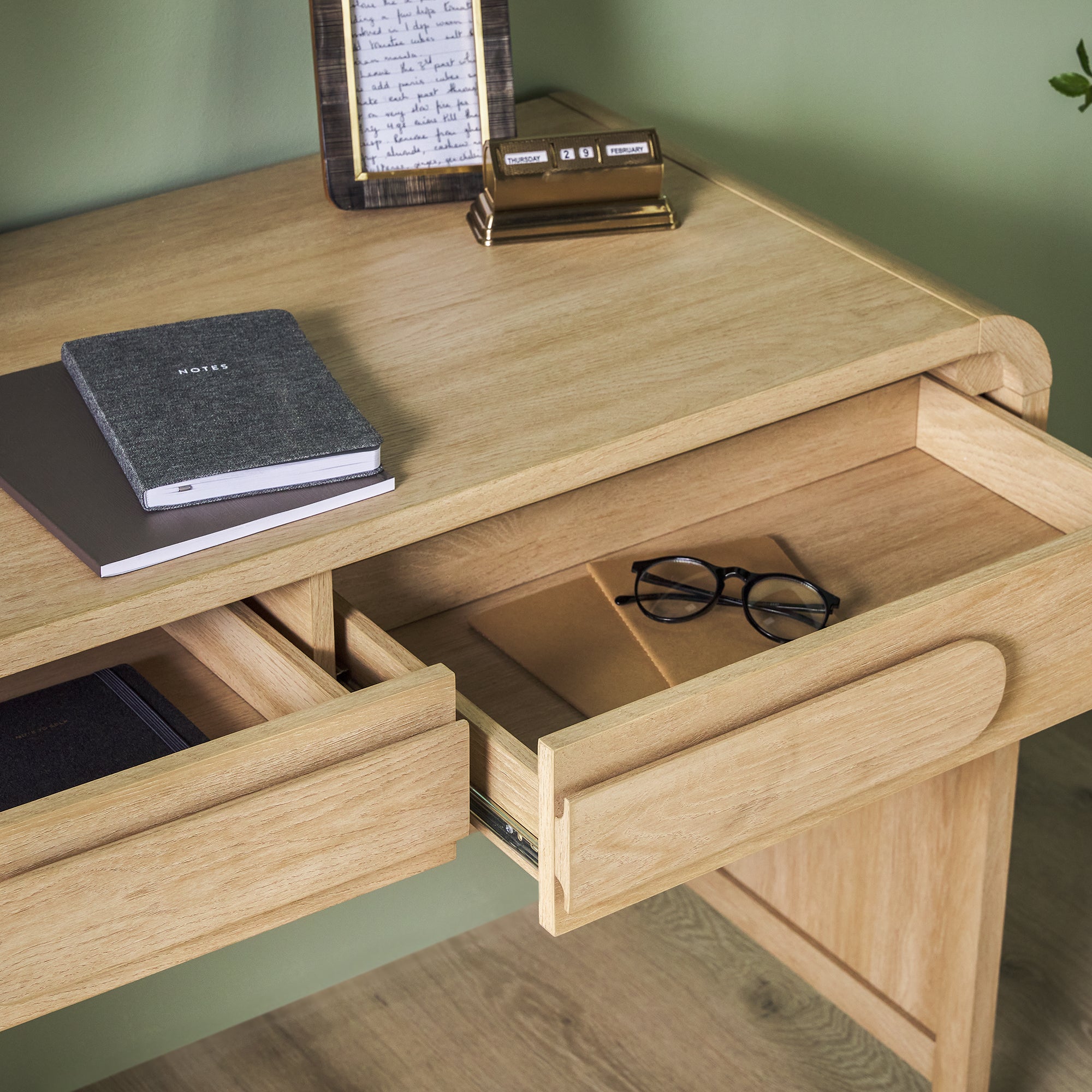 Odense Curved Wooden Desk with Drawers