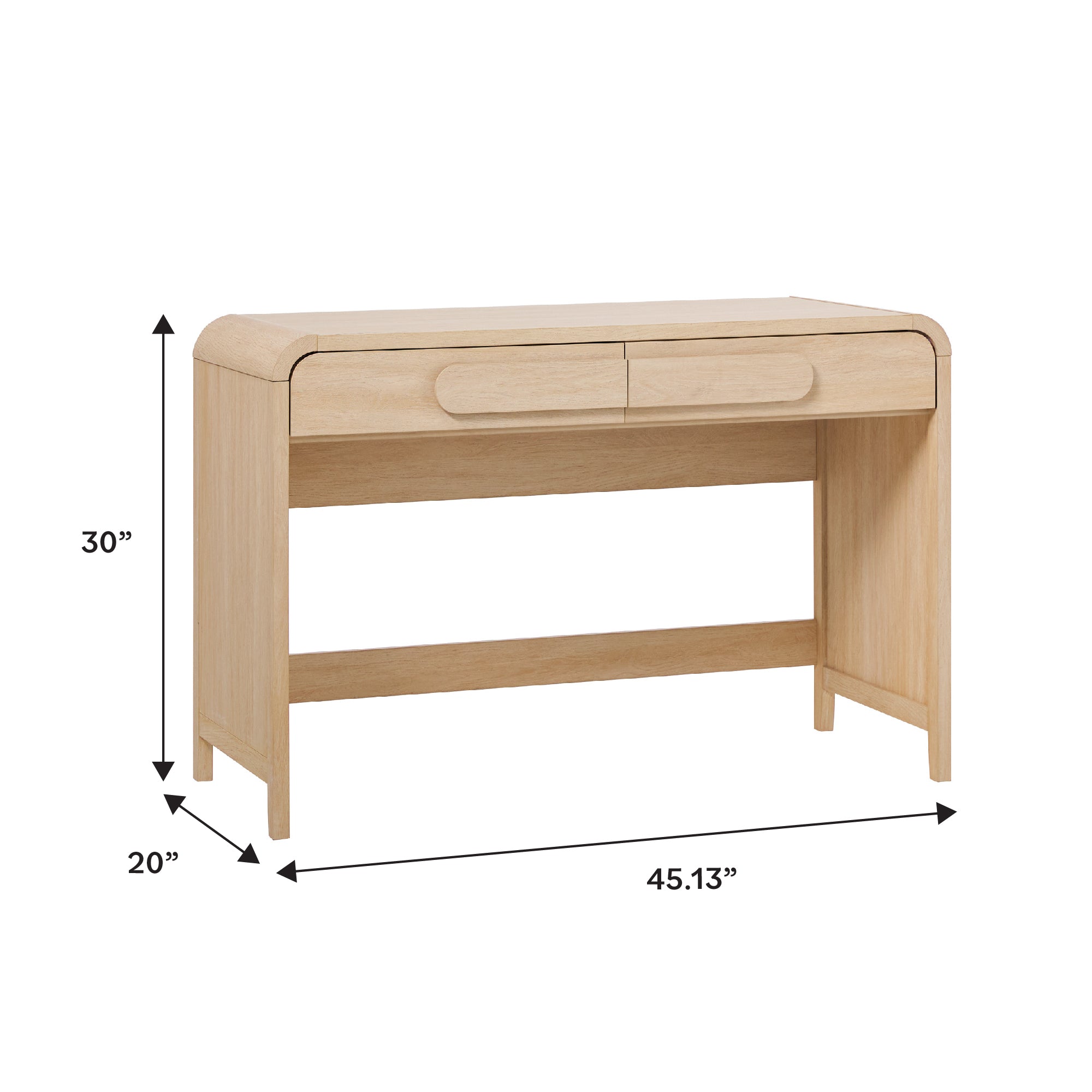 Odense Curved Wooden Desk with Drawers