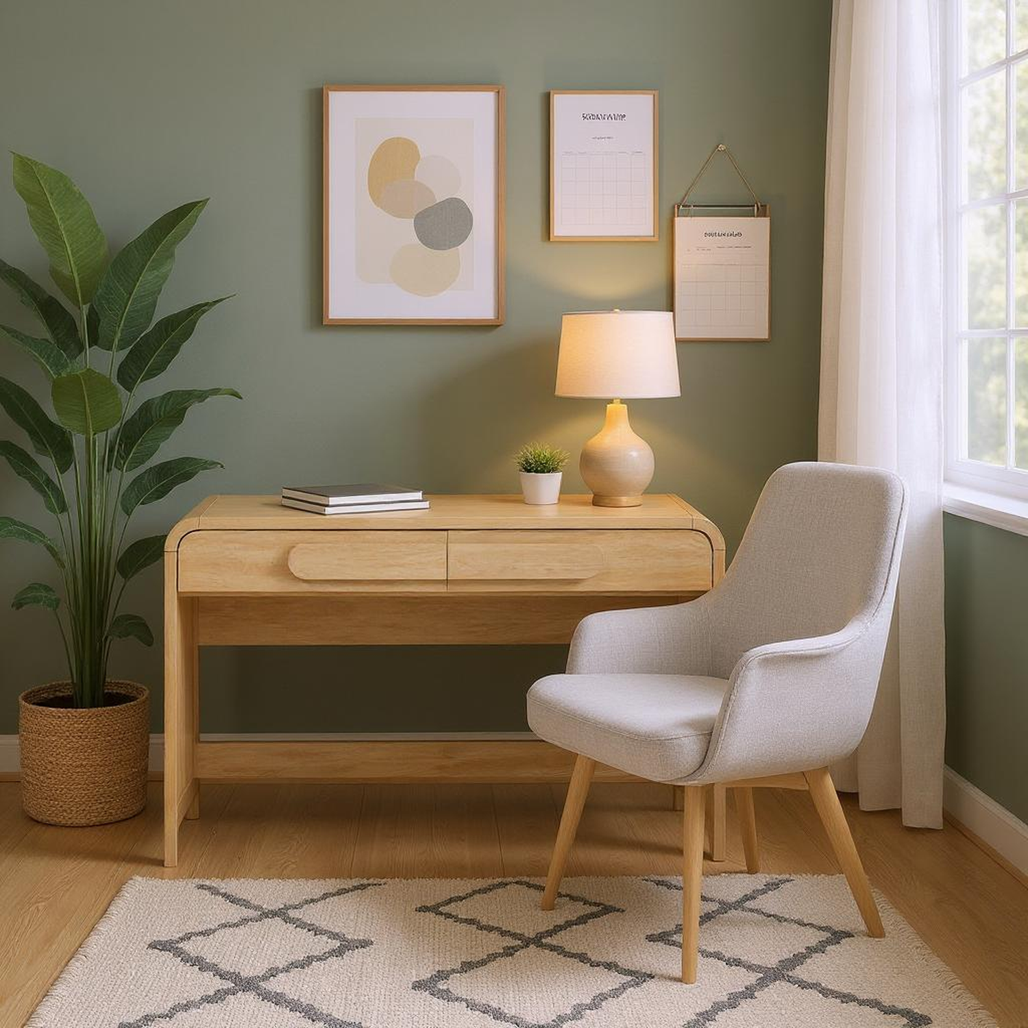 Odense Curved Wooden Desk with Drawers