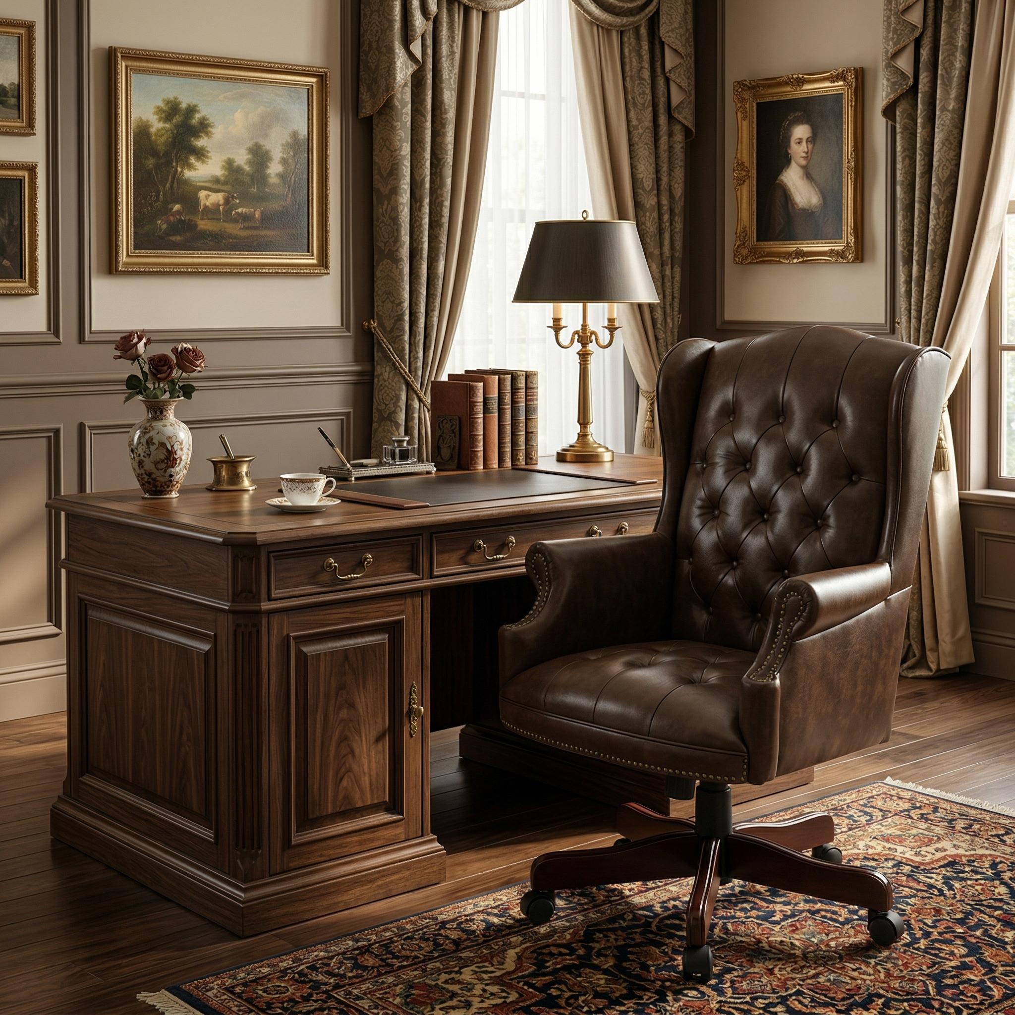 Orin Wingback Executive Office Chair with Tufted Leather