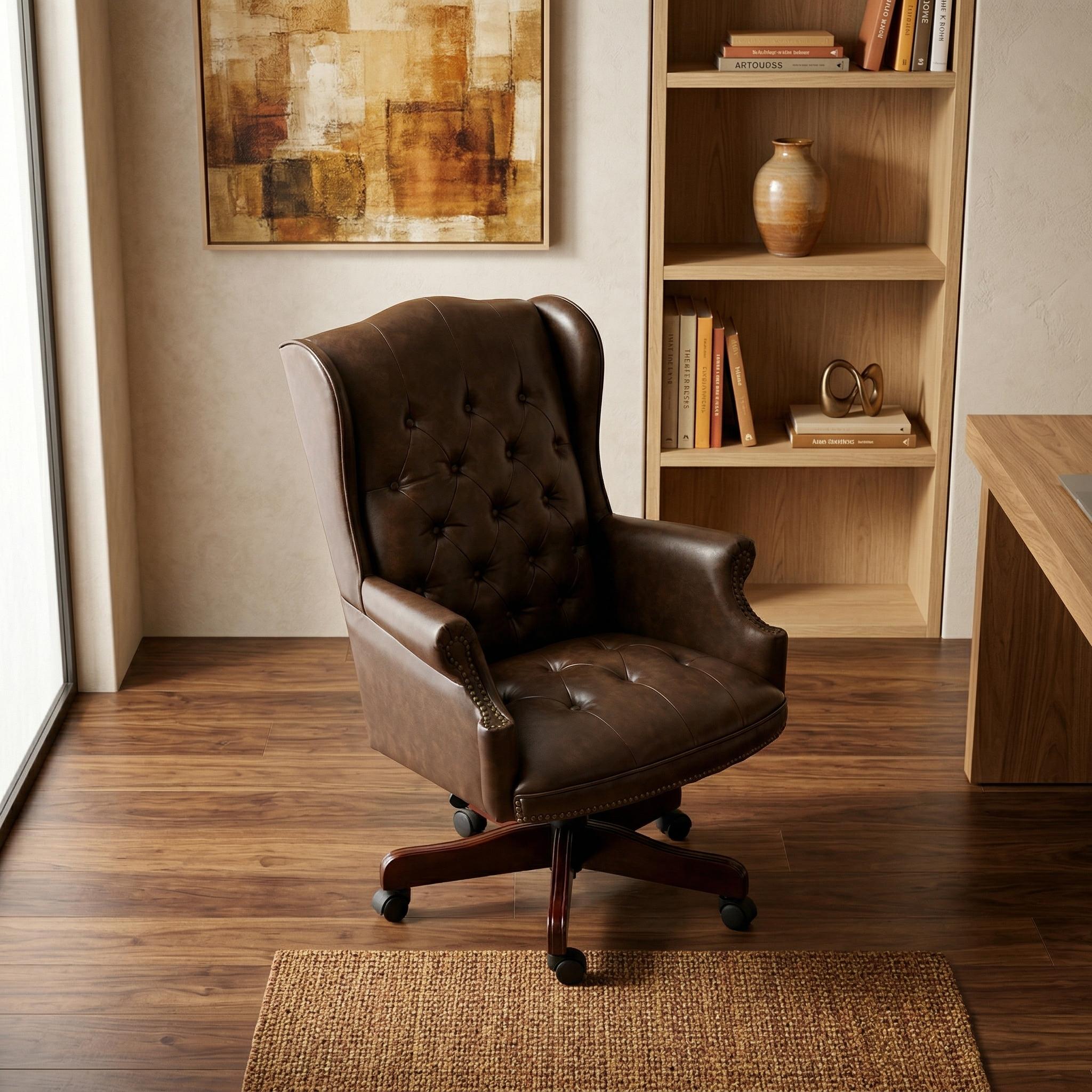 Orin Wingback Executive Office Chair with Tufted Leather