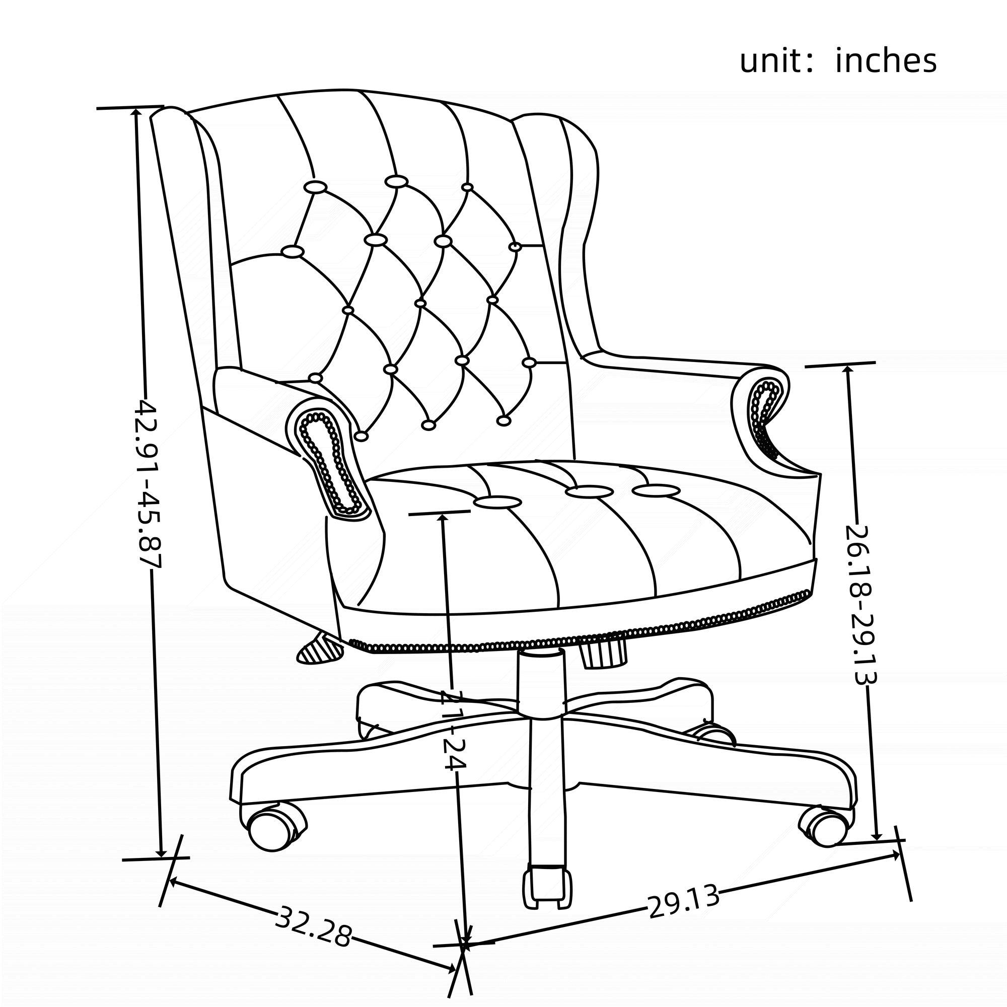 Orin Wingback Executive Office Chair with Tufted Leather