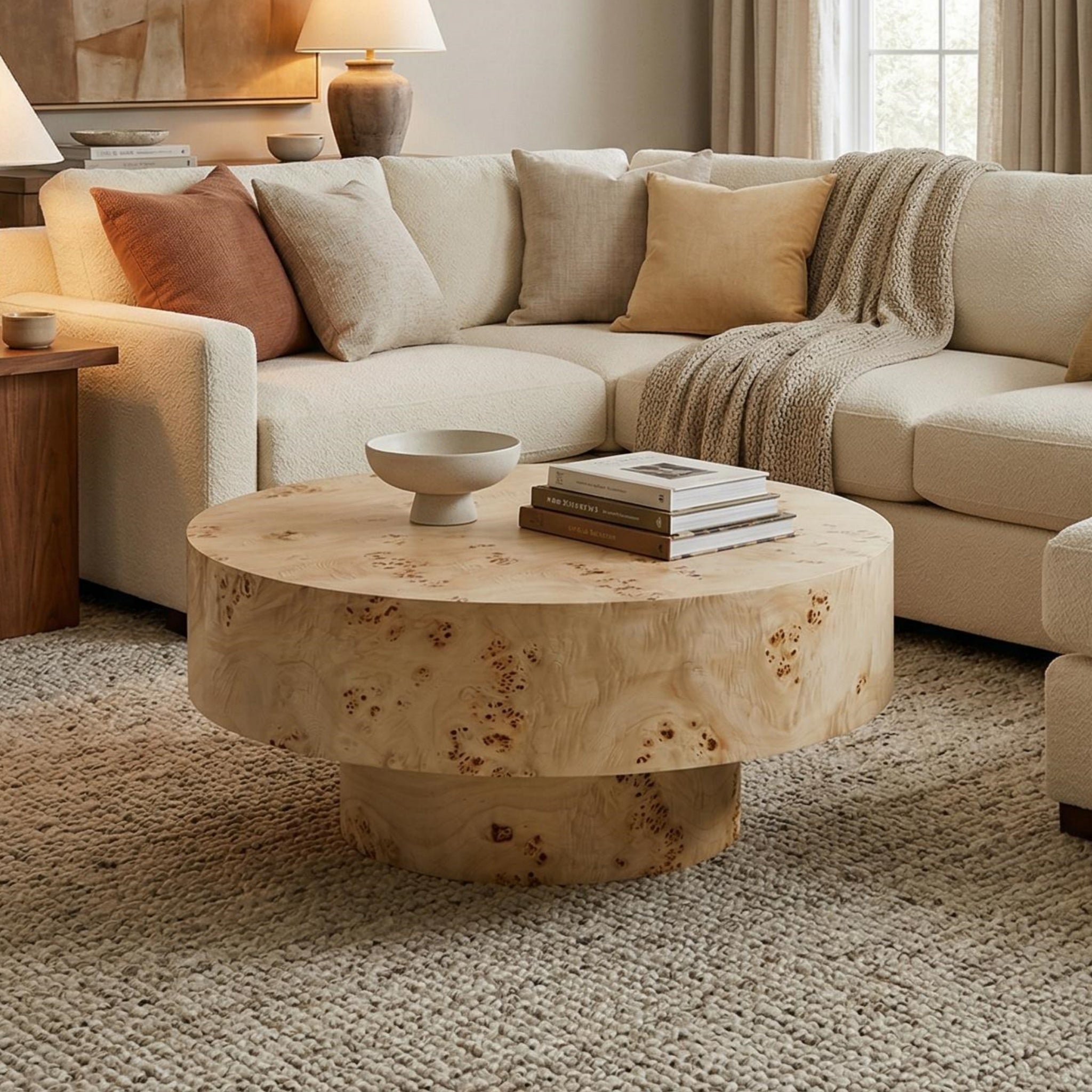 Orleans 31.5" Round Wood Coffee Table with Pedestal Base