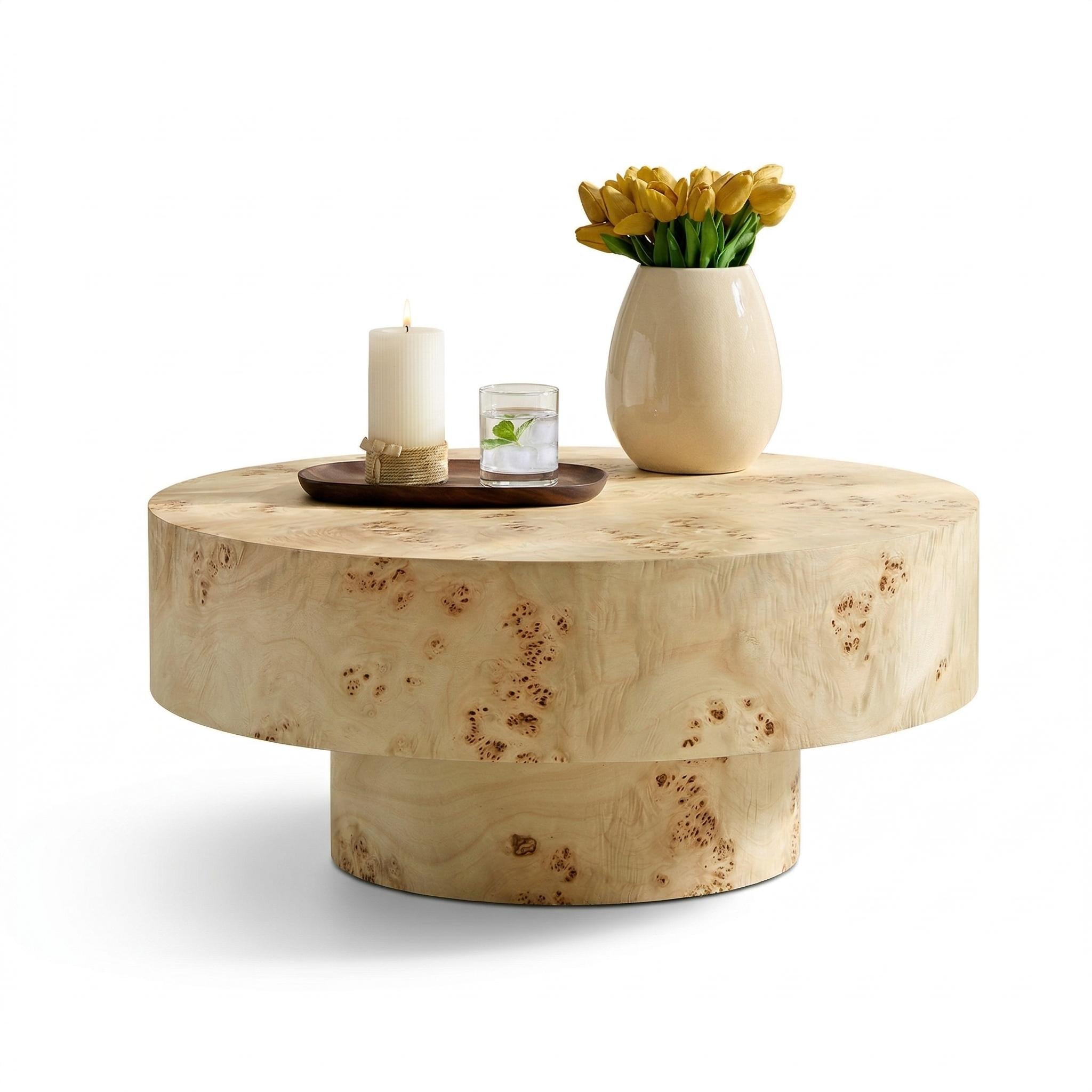 Orleans 31.5" Round Wood Coffee Table with Pedestal Base