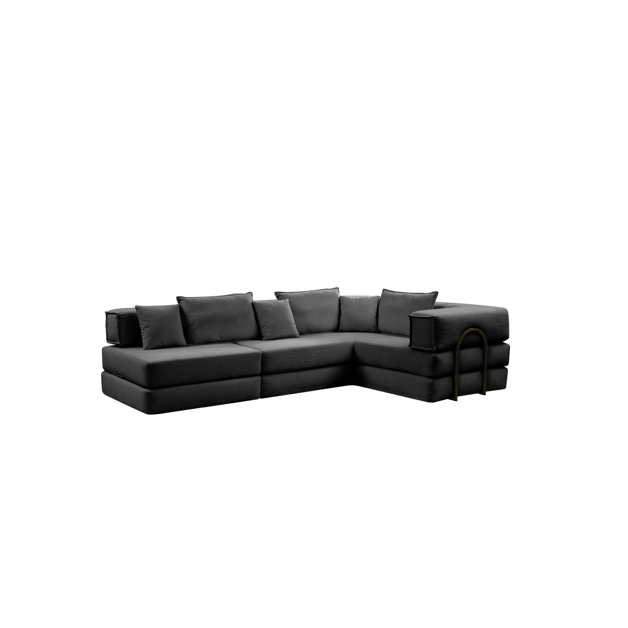 Abilene 118" Corduroy Convertible Modular L-Shaped Sectional Sofa with 6 Pillows
