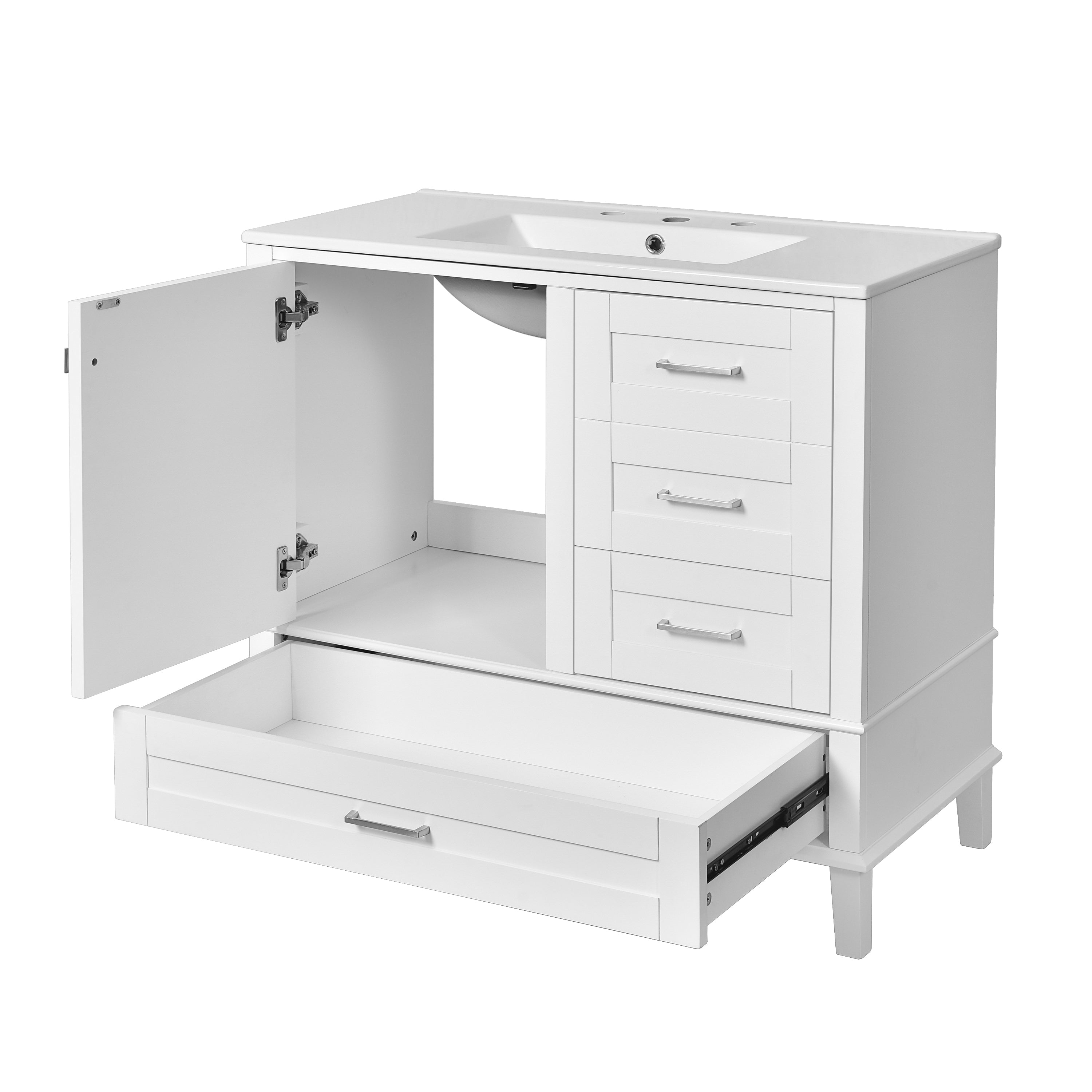 Solvang 36" Bathroom Vanity with Ceramic Sink and Storage Cabinet