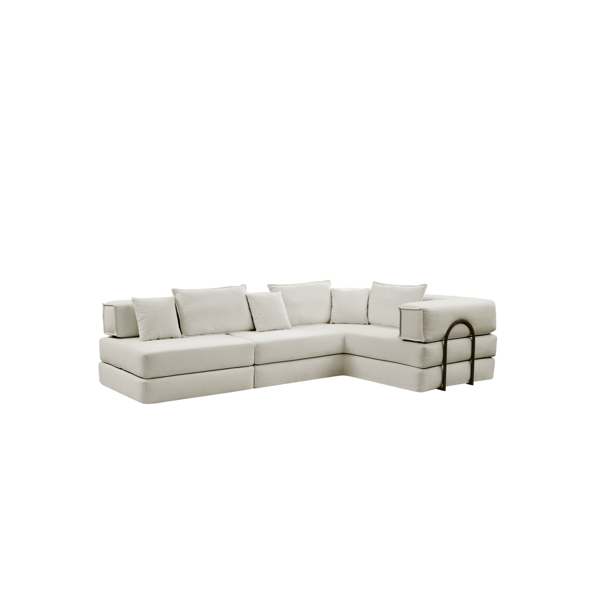 Abilene 118" Corduroy Convertible Modular L-Shaped Sectional Sofa with 6 Pillows