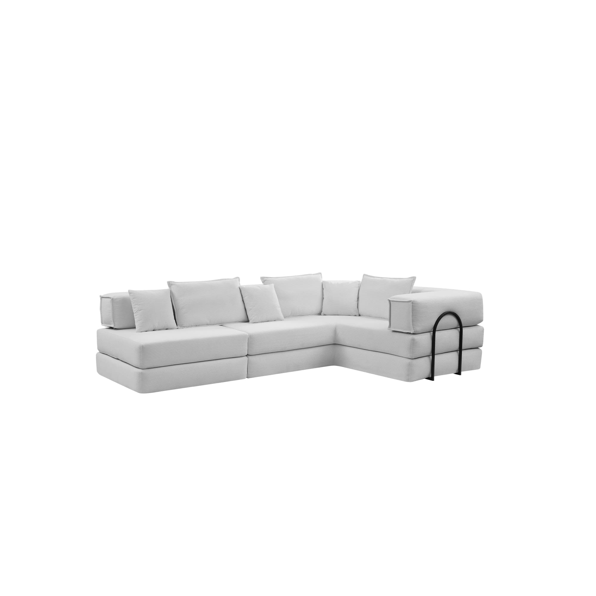Abilene 118" Corduroy Convertible Modular L-Shaped Sectional Sofa with 6 Pillows