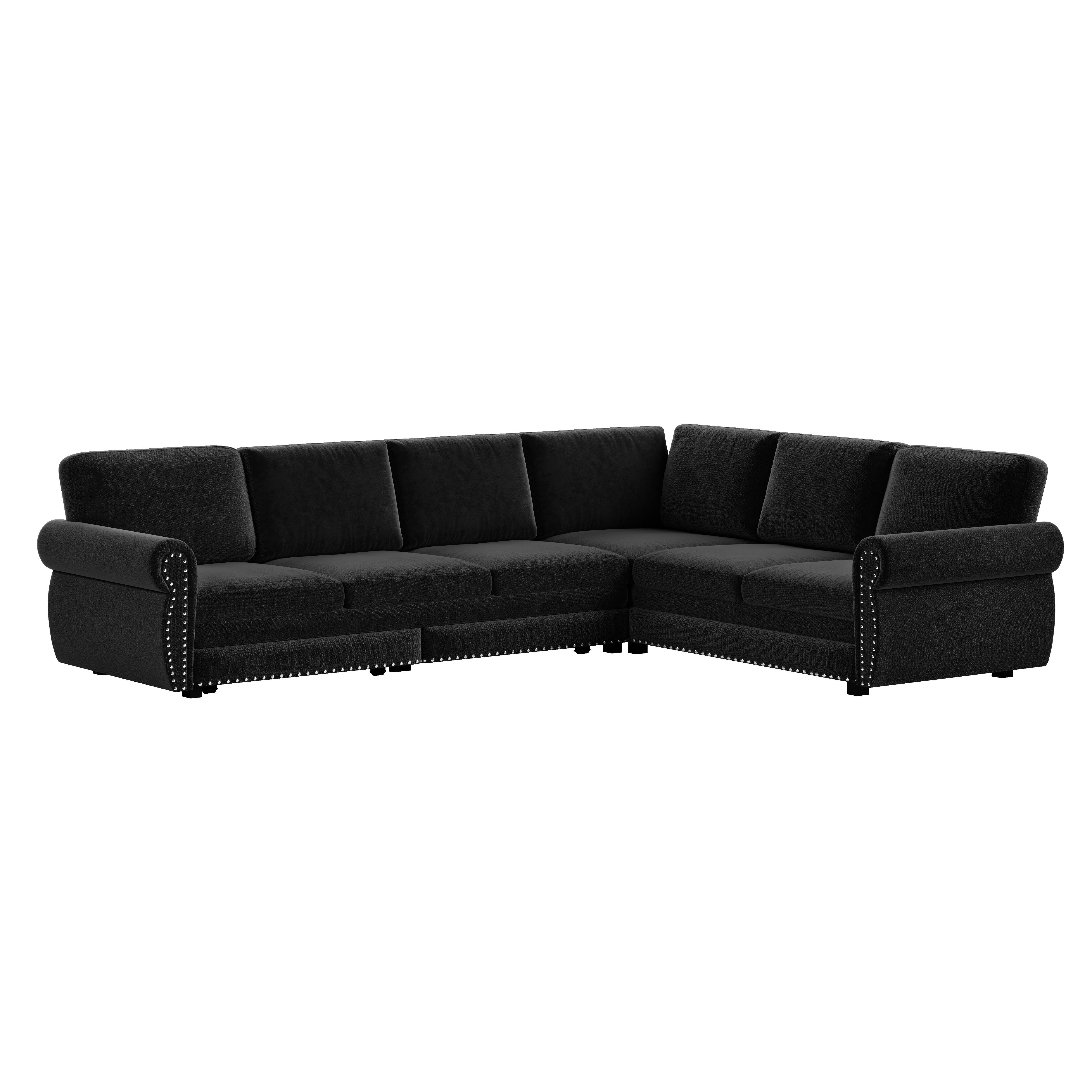 Buffalo 118" Chenille L-Shaped Sectional Sleeper Sofa