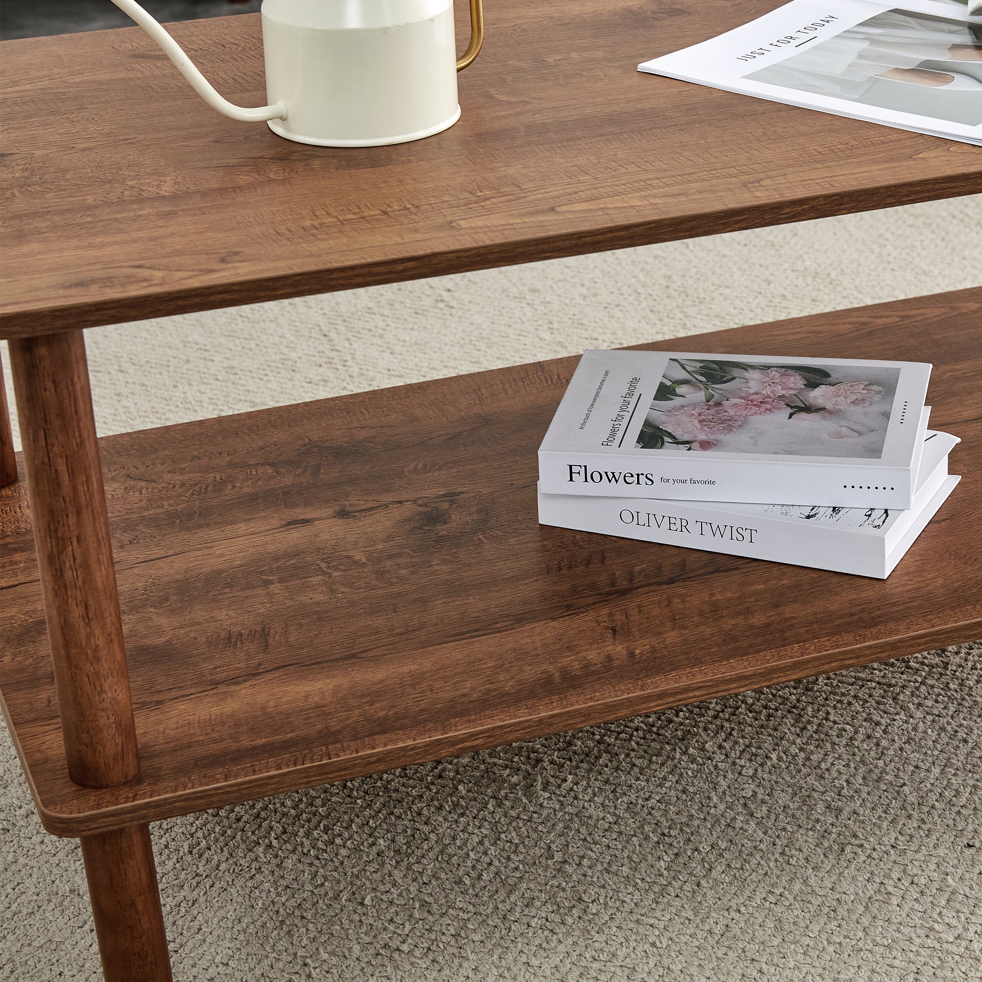 Cairn Modern Rectangular Coffee Table with Storage Shelf