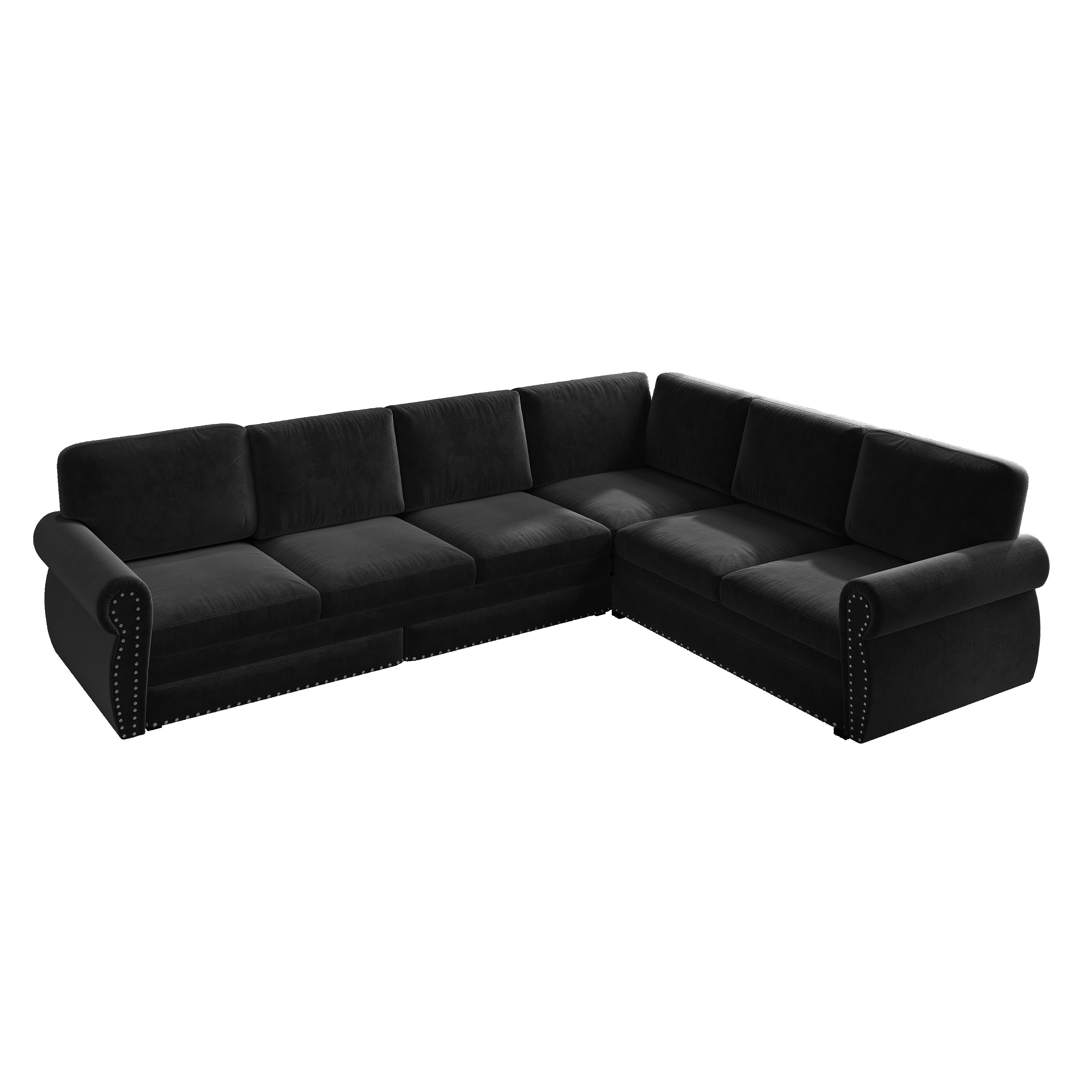 Buffalo 118" Chenille L-Shaped Sectional Sleeper Sofa
