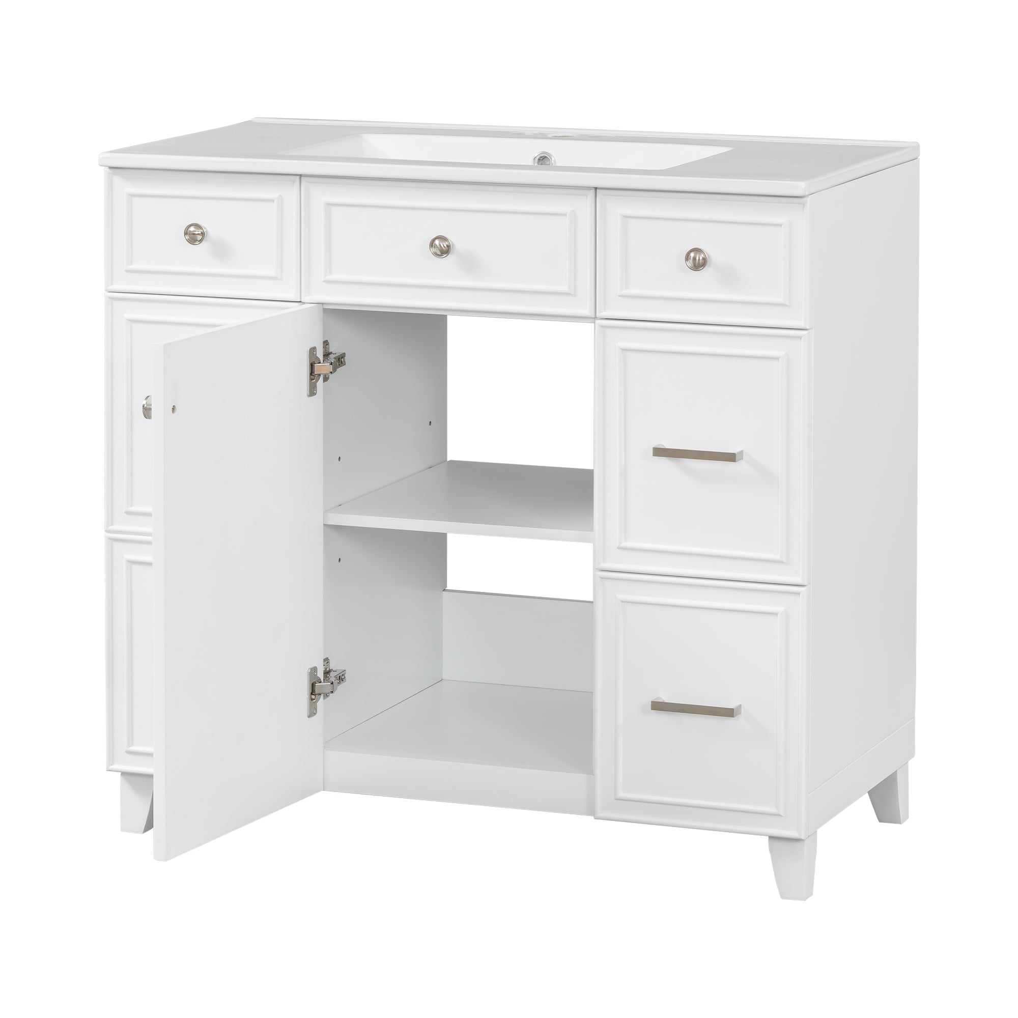 Pagosa 36" Bathroom Vanity with Sink, 3 Drawers and Pull-Out Storage