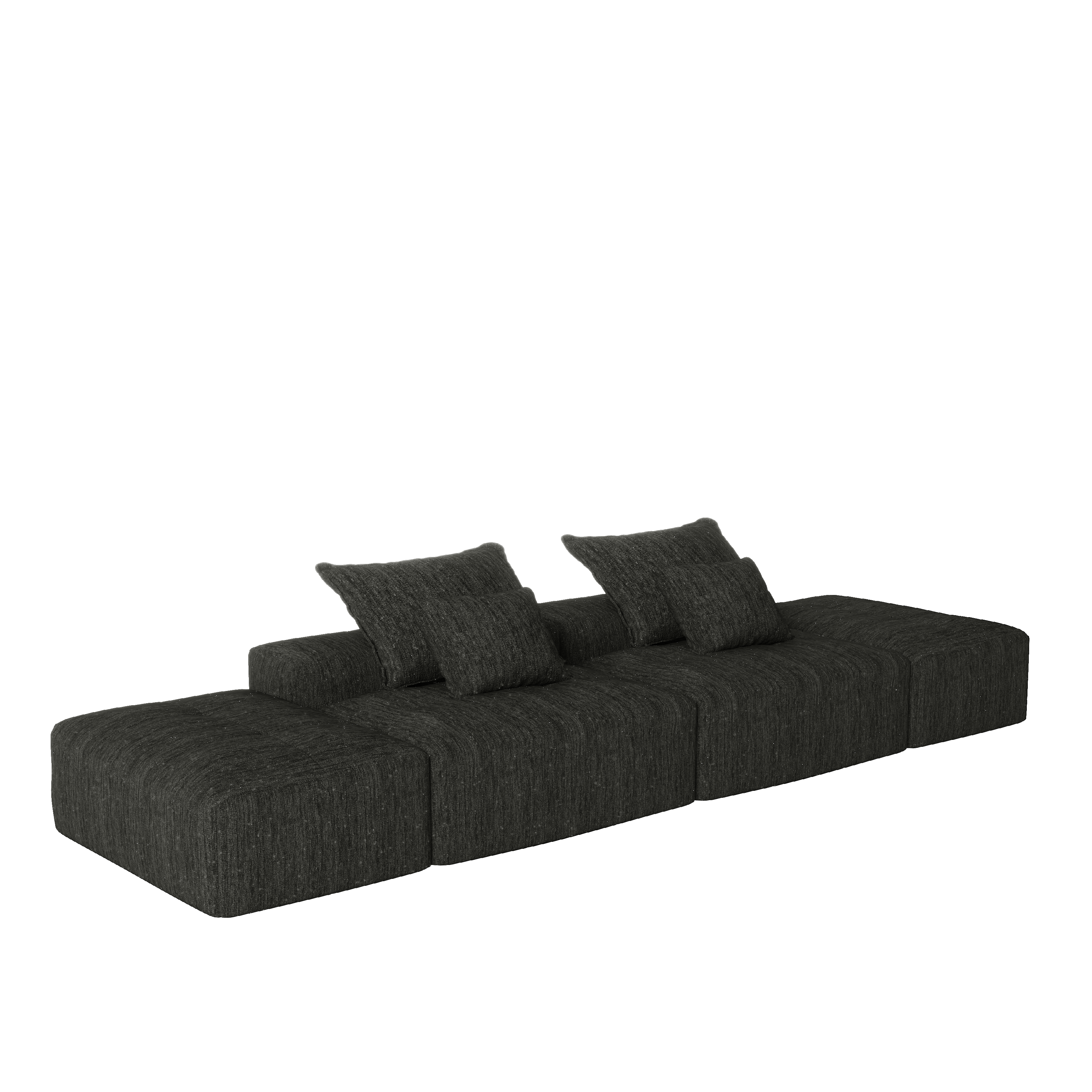 Denver 142" Modular Chenille Fabric Oversized Sofa with Soft Cushions and 4 Pillows