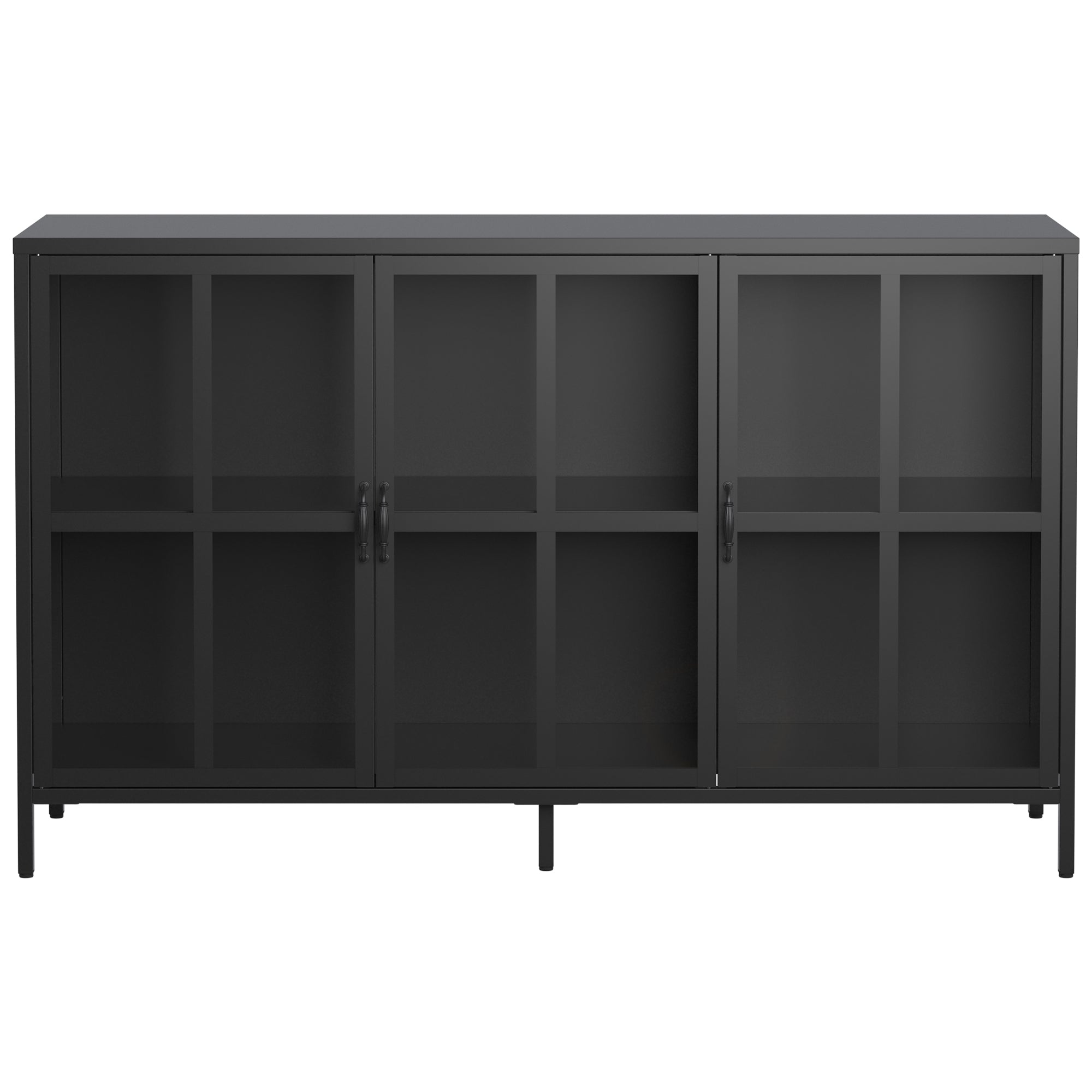Andes Glass Doors Sideboard Storage Cabinet, Black