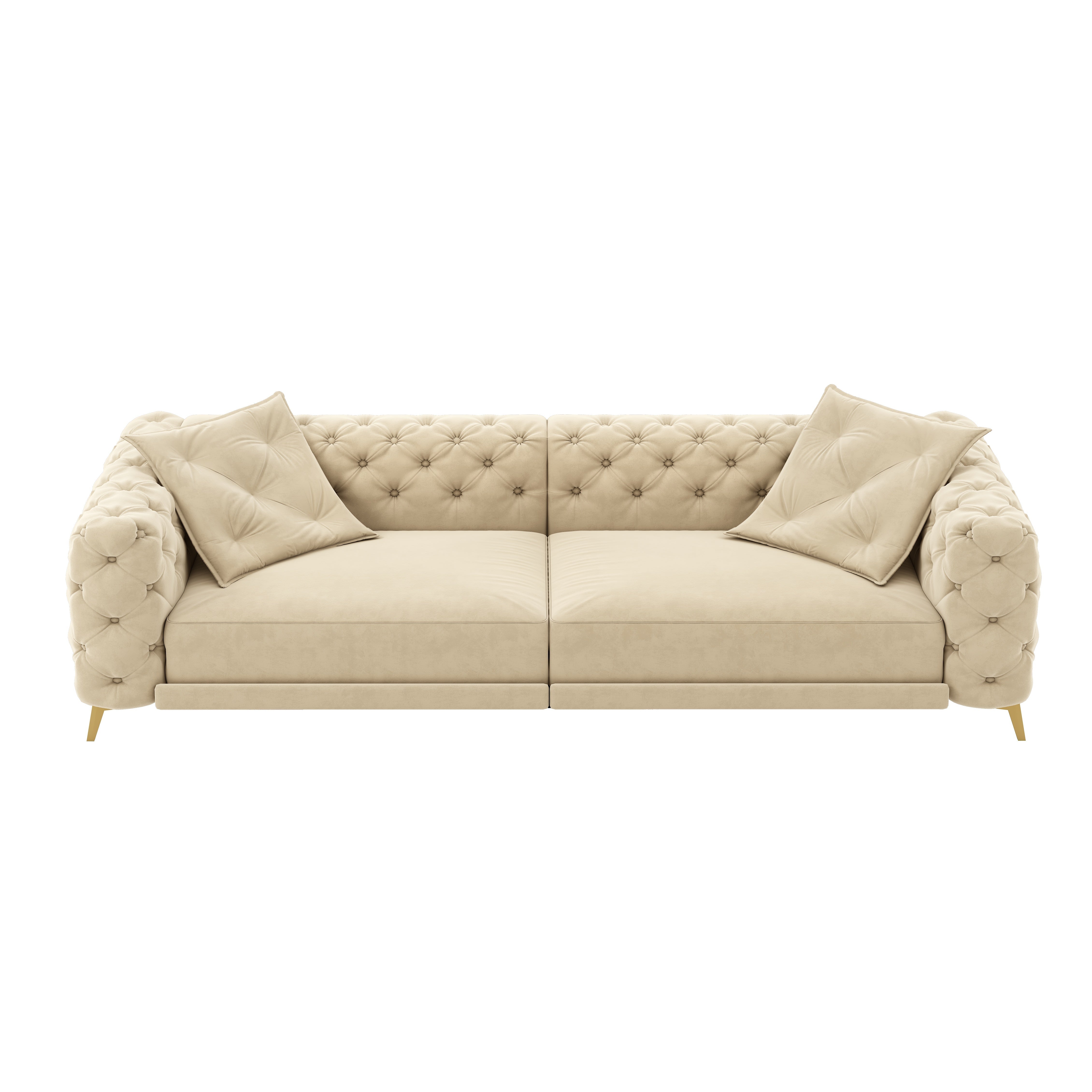Allentown 98" Velvet Button Tufted 4-Seater Sleeper Sofa Bed with Movable Ottoman