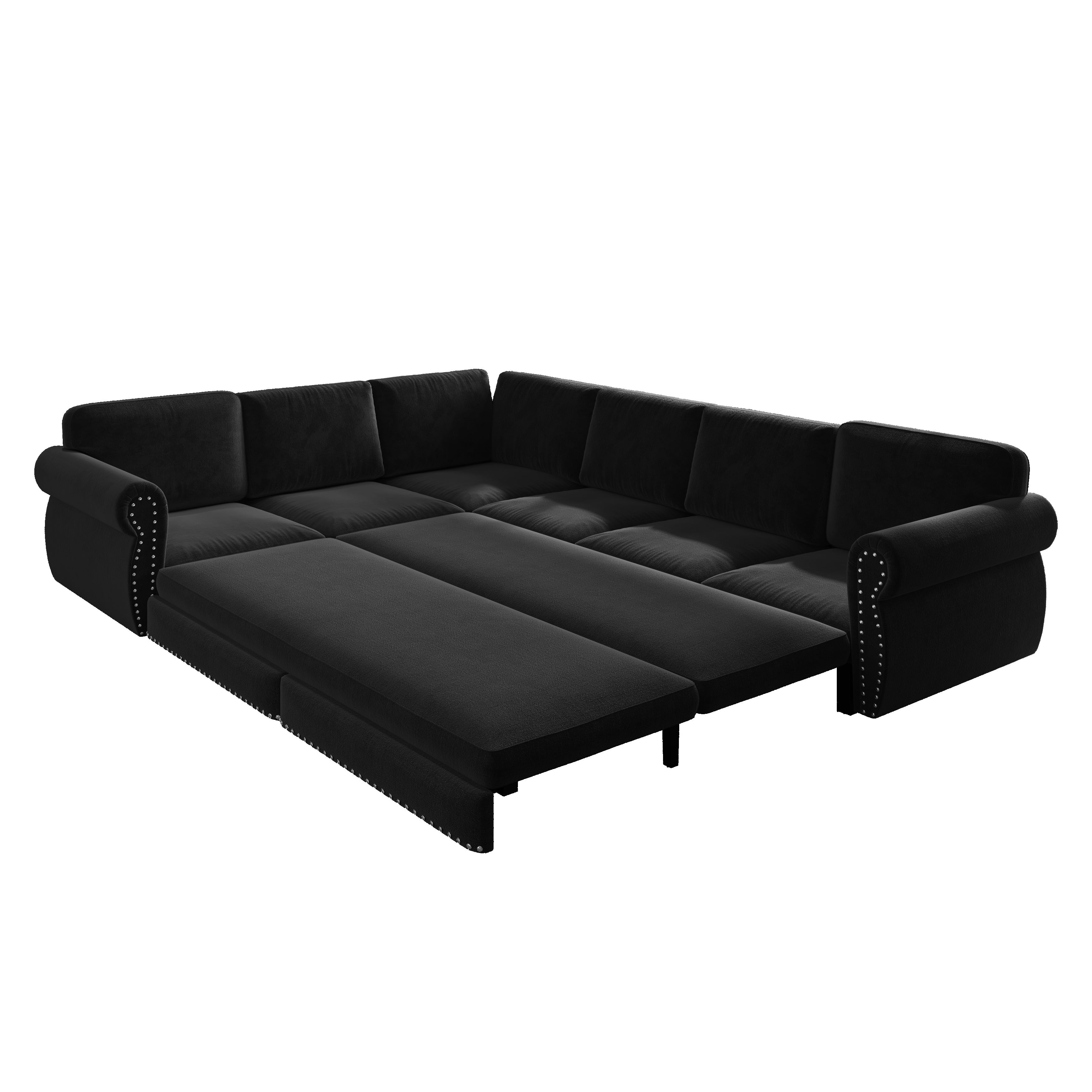 Buffalo 118" Chenille L-Shaped Sectional Sleeper Sofa