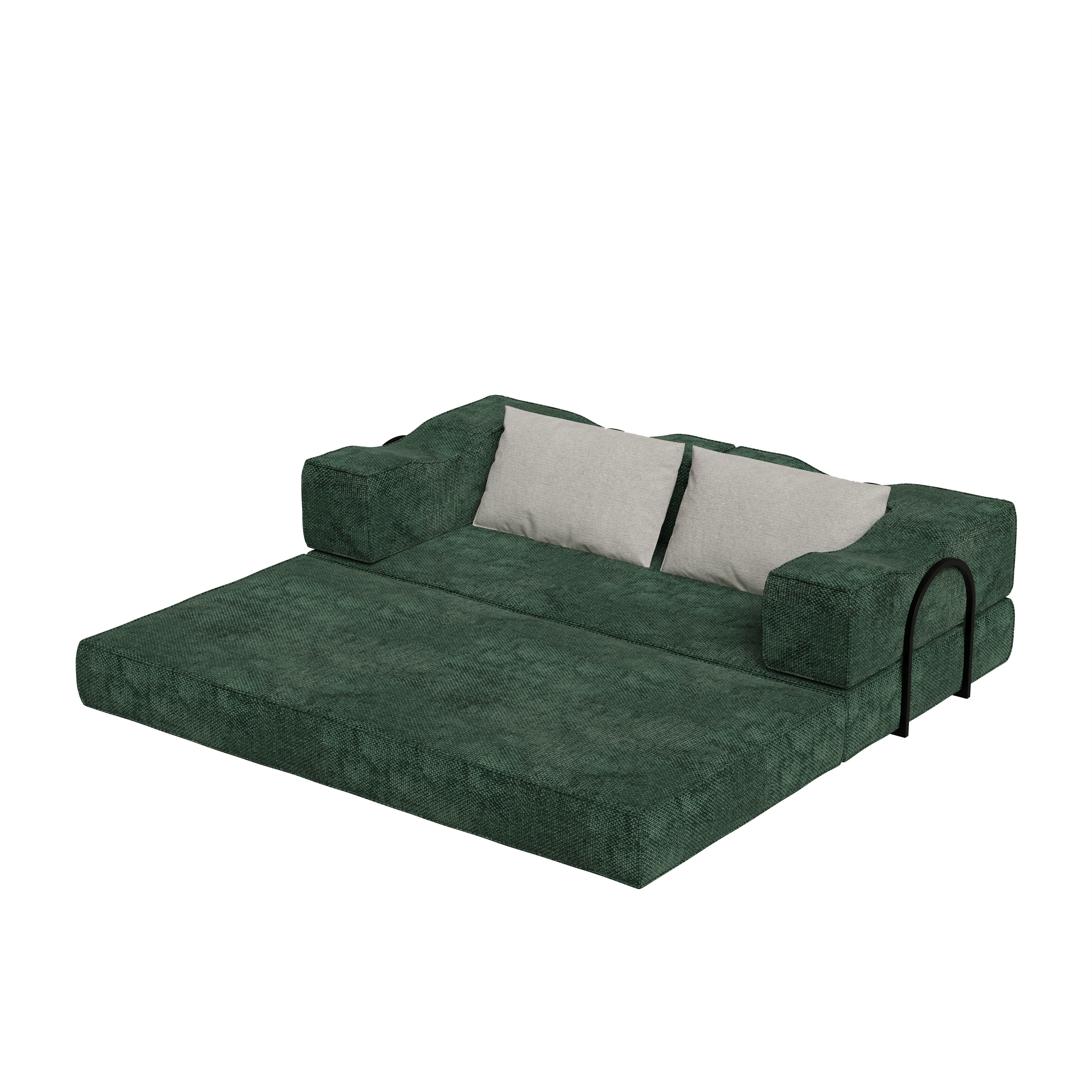 Abilene 80" Modular Chenille Convertible Sleeper Sofa Bed with 2 Pillows