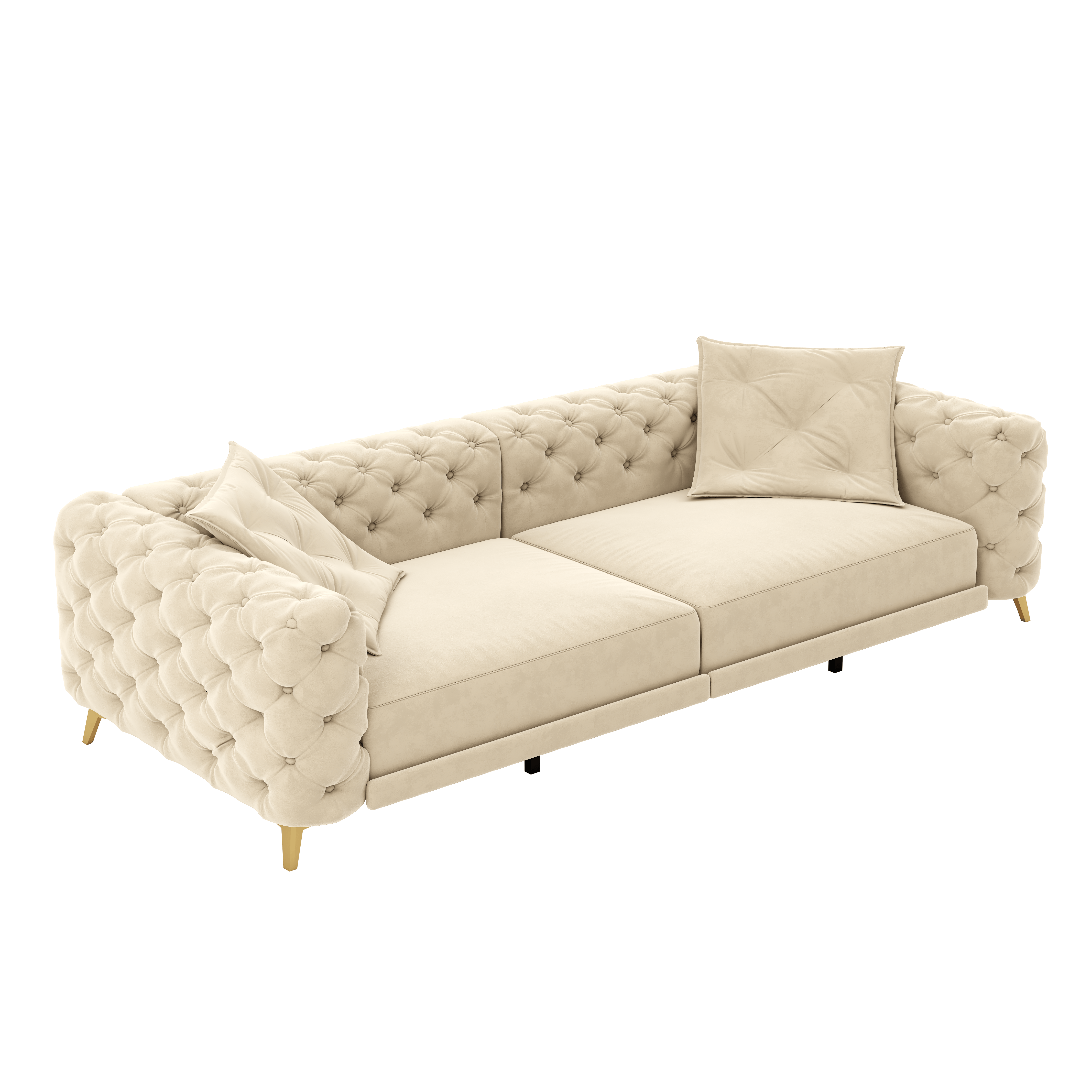 Allentown 98" Velvet Button Tufted 4-Seater Sleeper Sofa Bed with Movable Ottoman