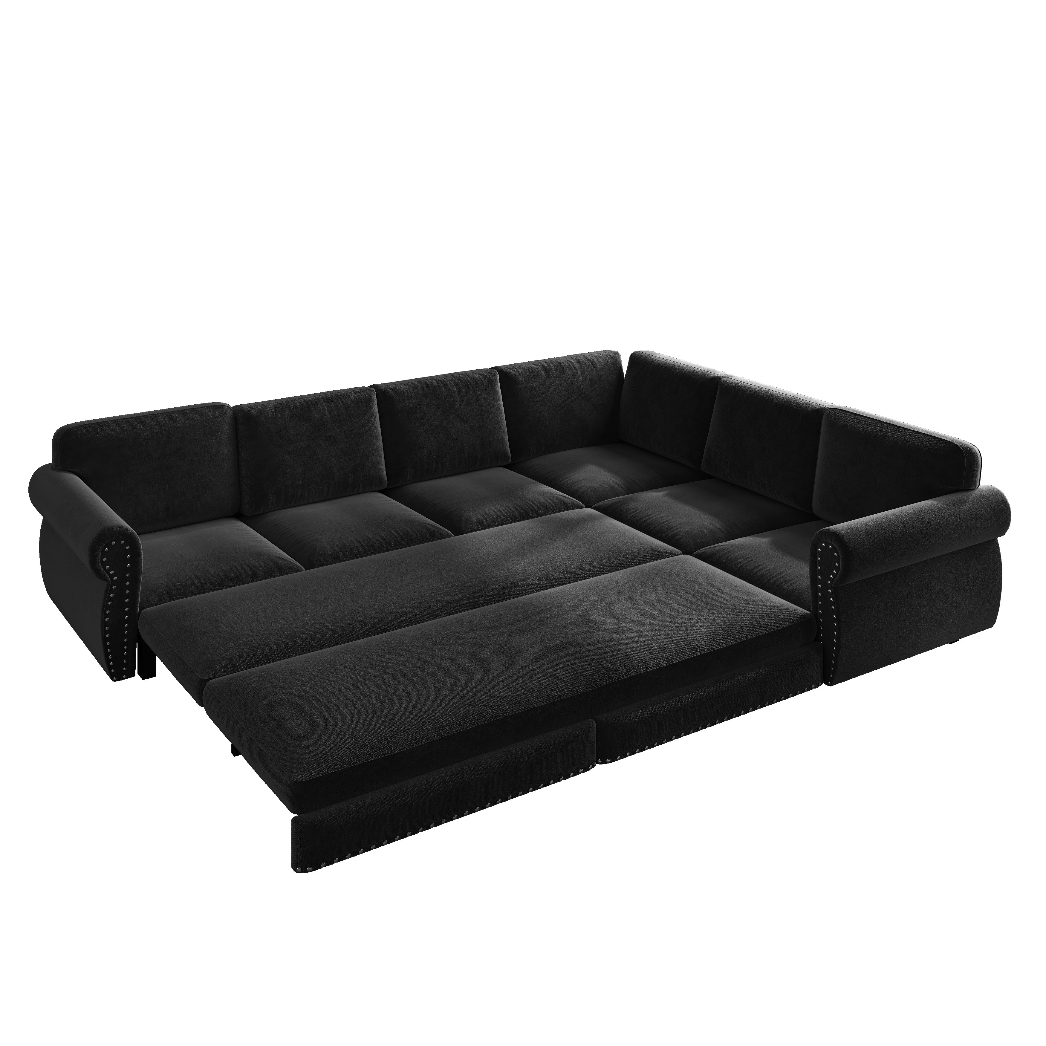 Buffalo 118" Chenille L-Shaped Sectional Sleeper Sofa