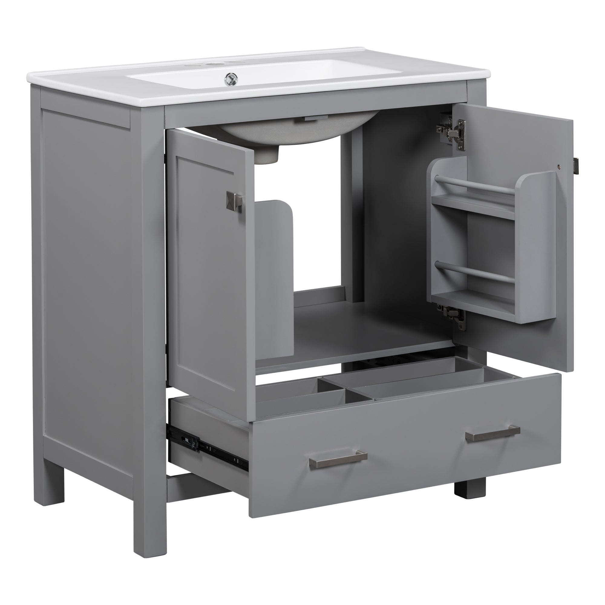 Calistoga 30" Freestanding Bathroom Vanity with Sink Top, 2 Doors and Drawer Storage