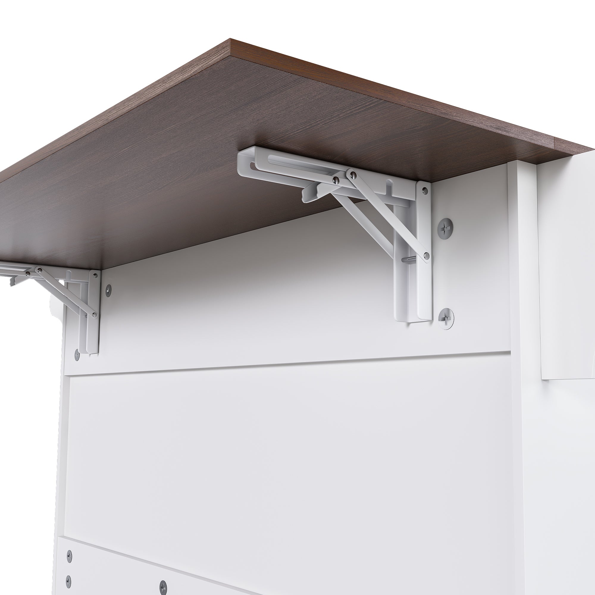 White Kitchen Island Cart with Foldable Tabletop & Drop Leaf - Mobile Breakfast Bar