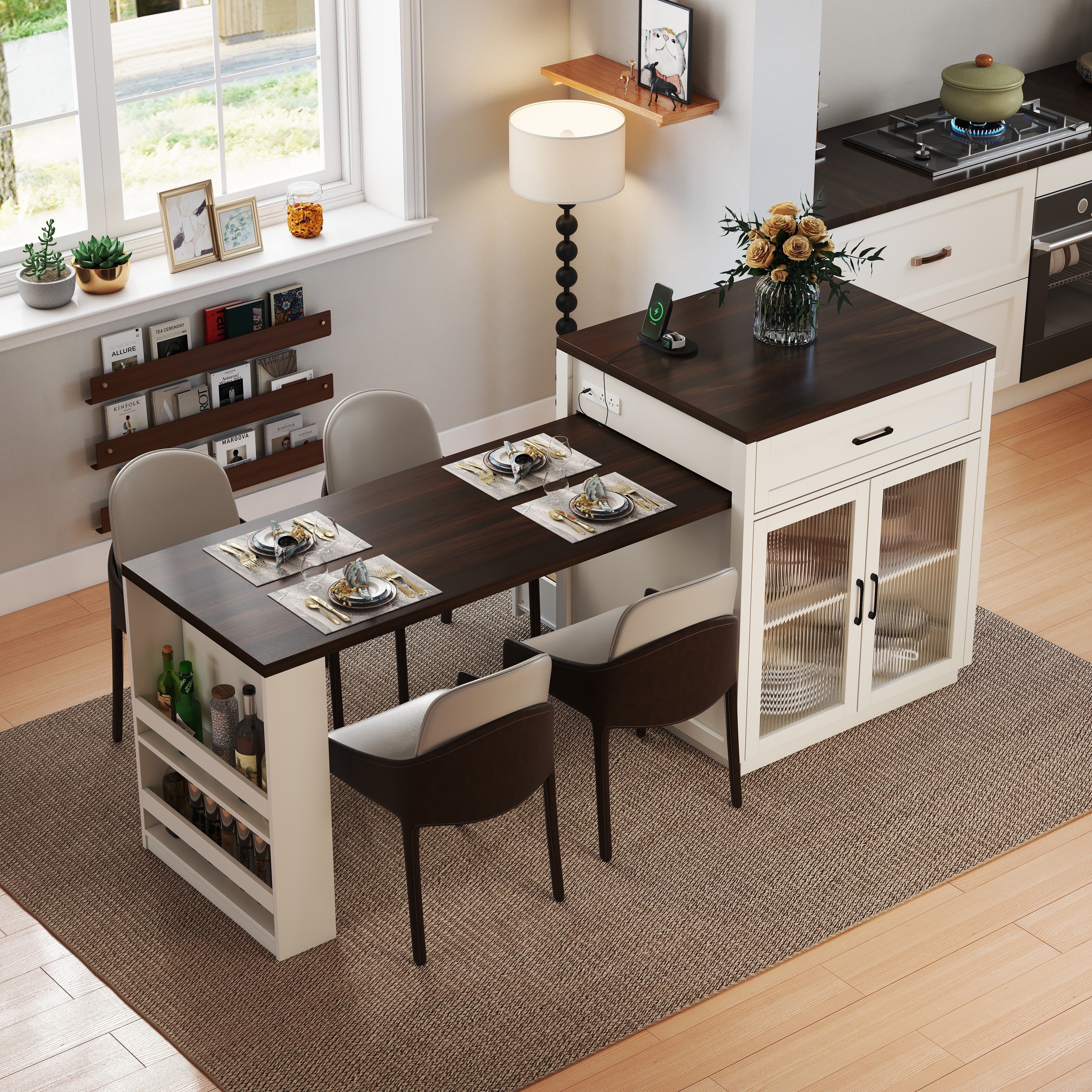 Marlin 83" Kitchen Island with Extendable Dining Table