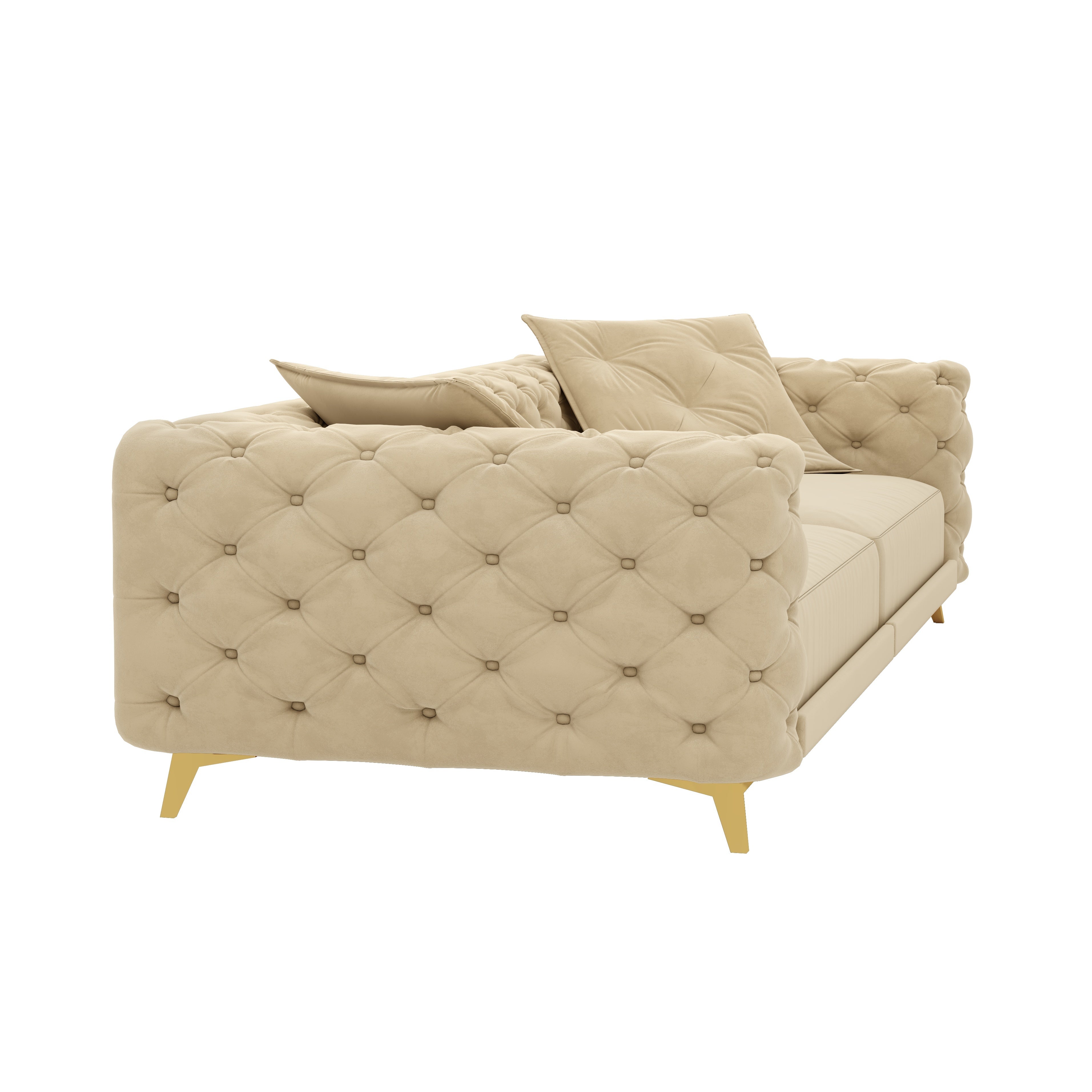 Allentown 98" Velvet Button Tufted 4-Seater Sleeper Sofa Bed with Movable Ottoman