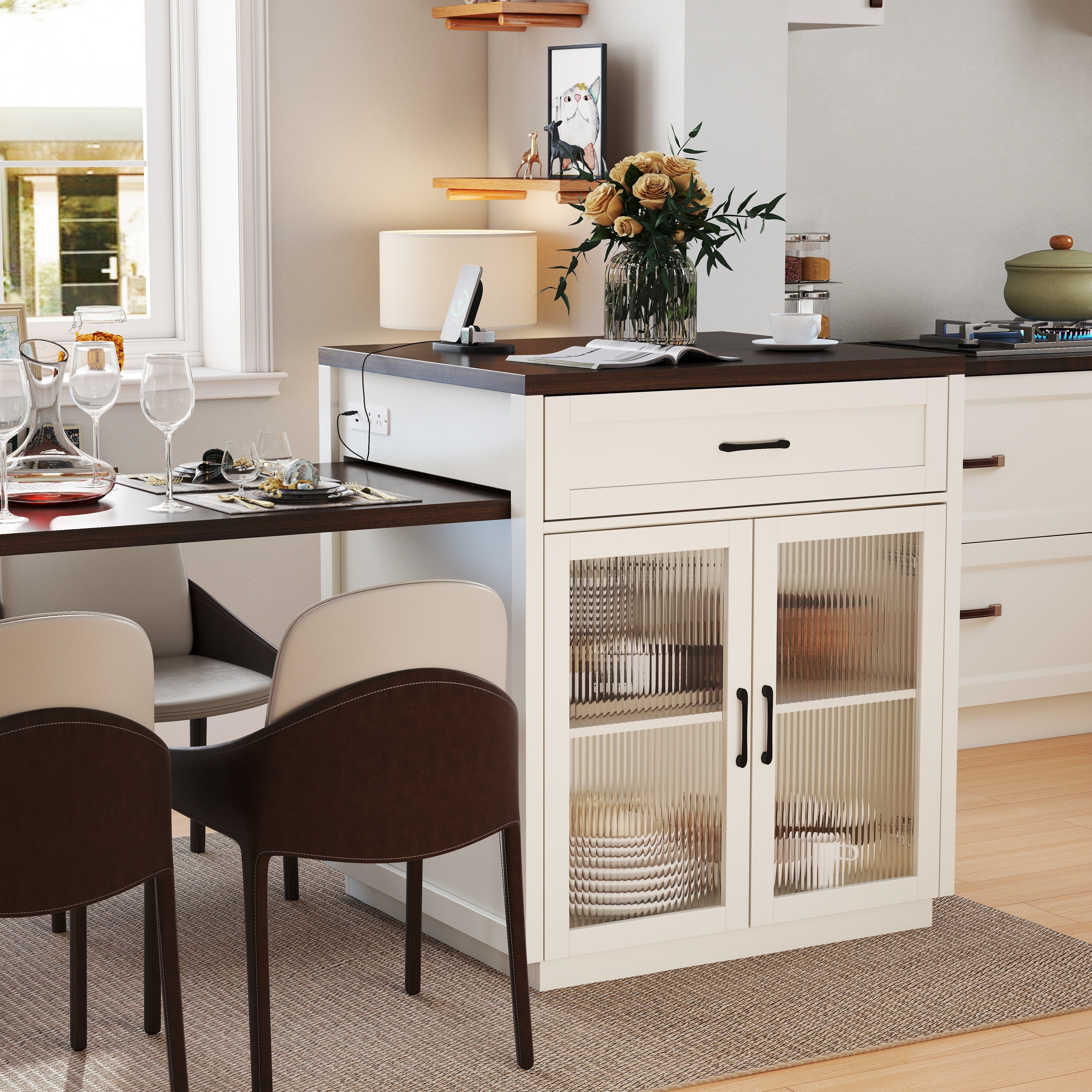Marlin 83" Kitchen Island with Extendable Dining Table