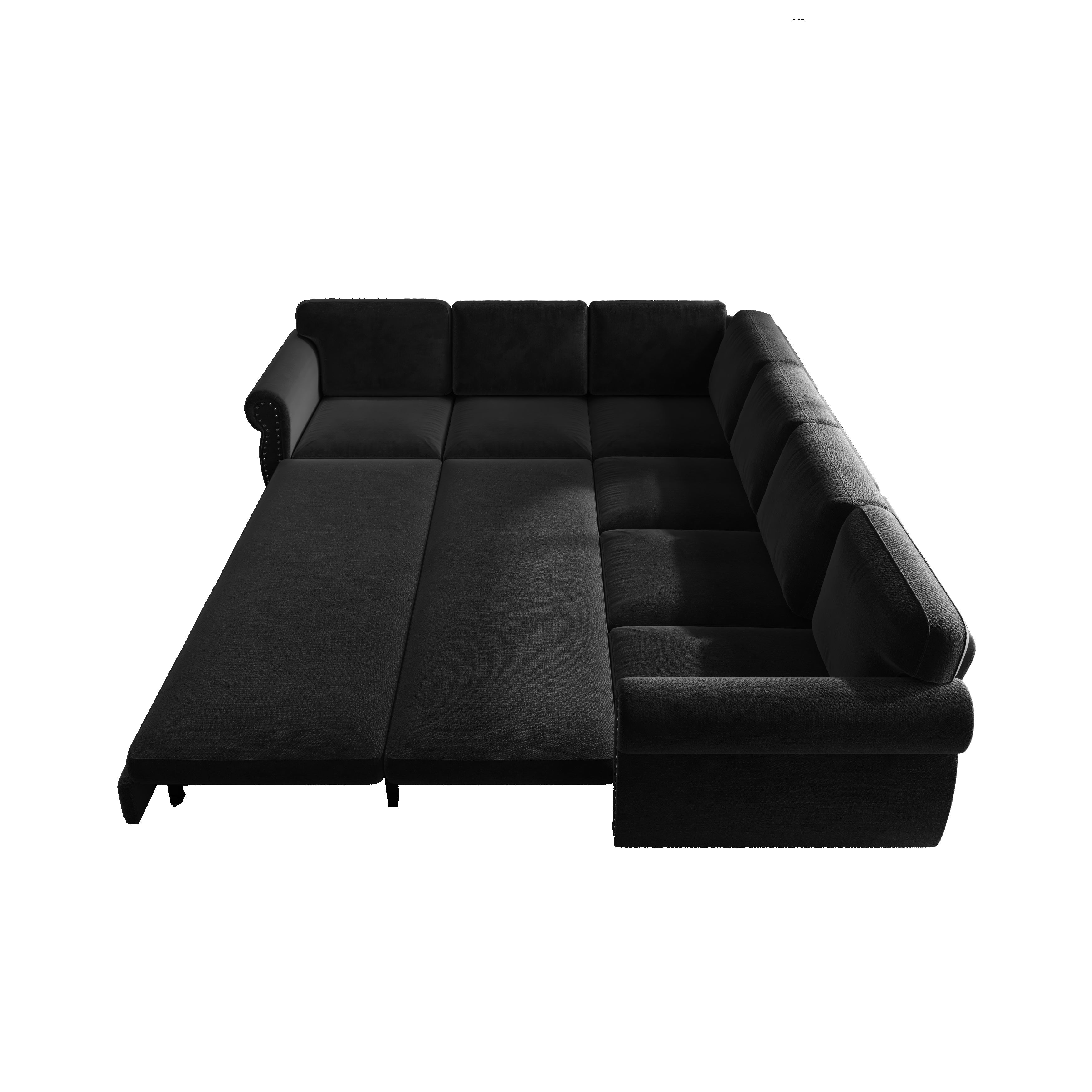 Buffalo 118" Chenille L-Shaped Sectional Sleeper Sofa