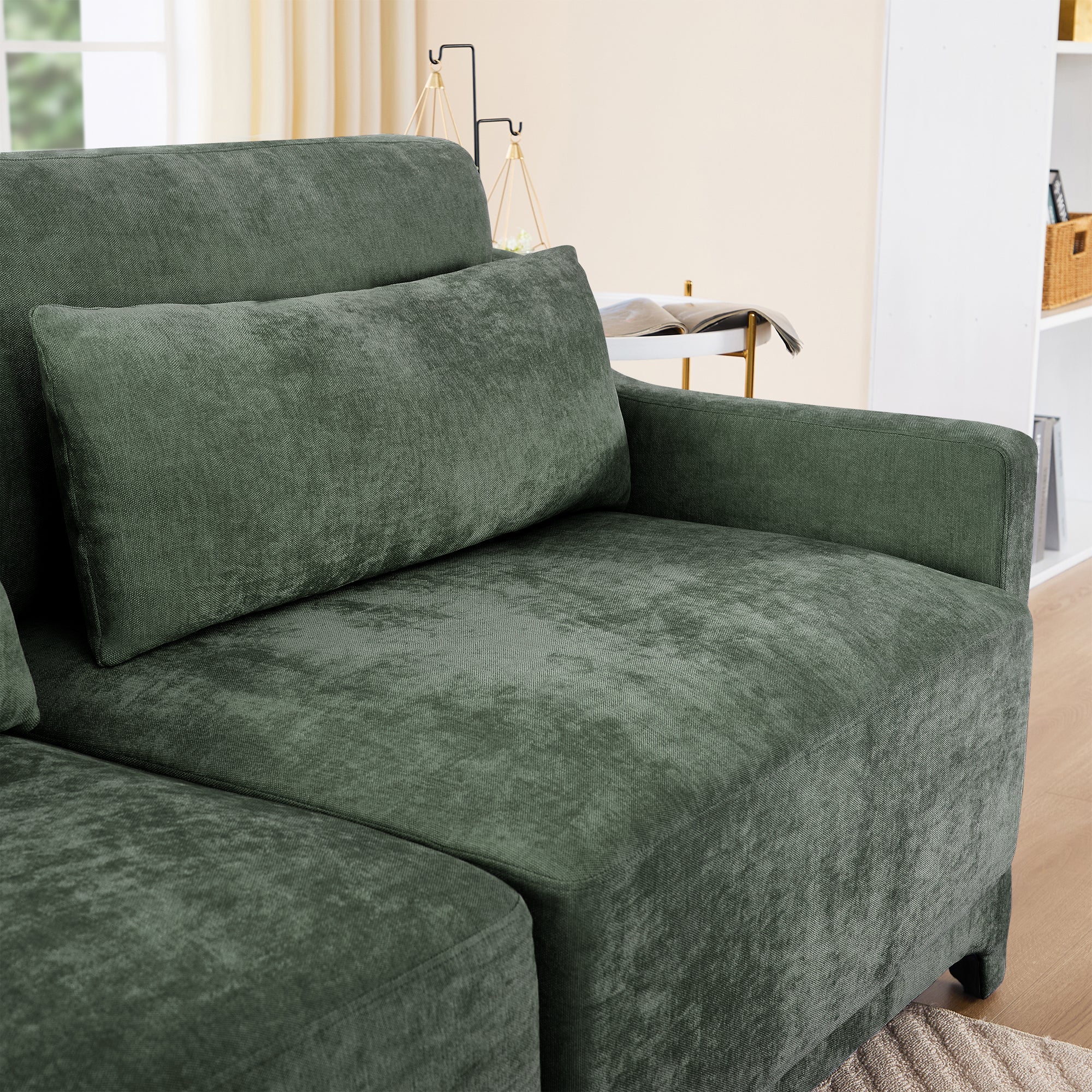 Midtown 73" Chenille Modular Loveseat Sofa Couch with Pillows