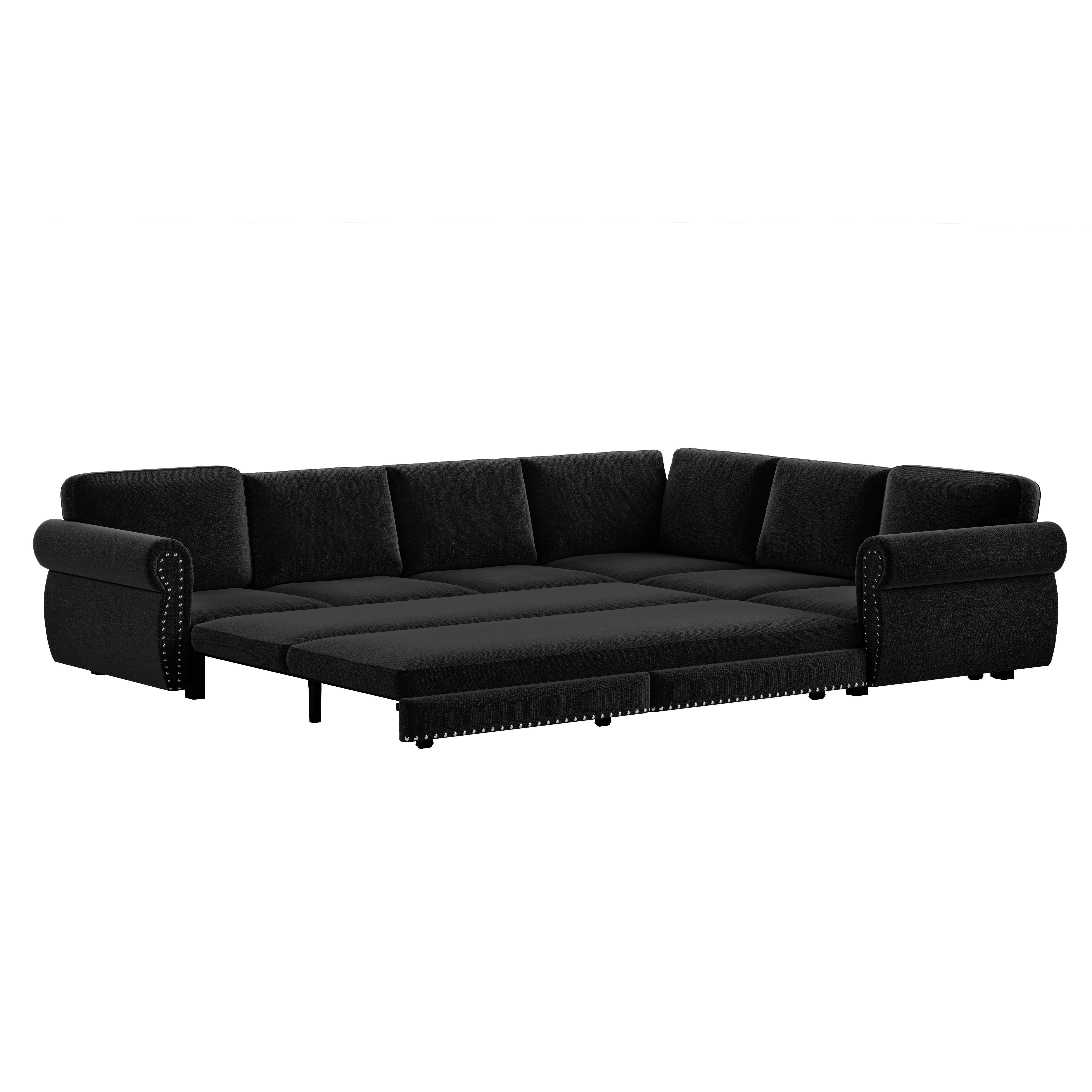 Buffalo 118" Chenille L-Shaped Sectional Sleeper Sofa