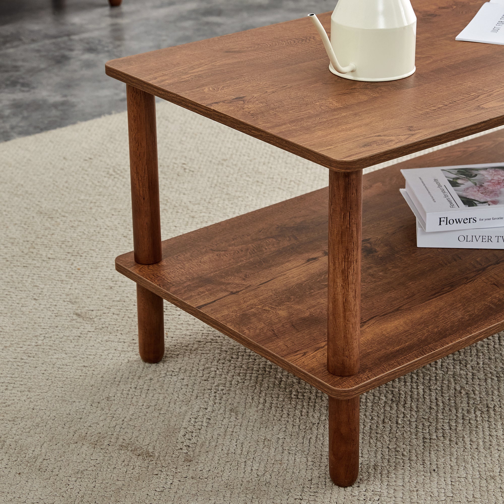 Cairn Modern Rectangular Coffee Table with Storage Shelf