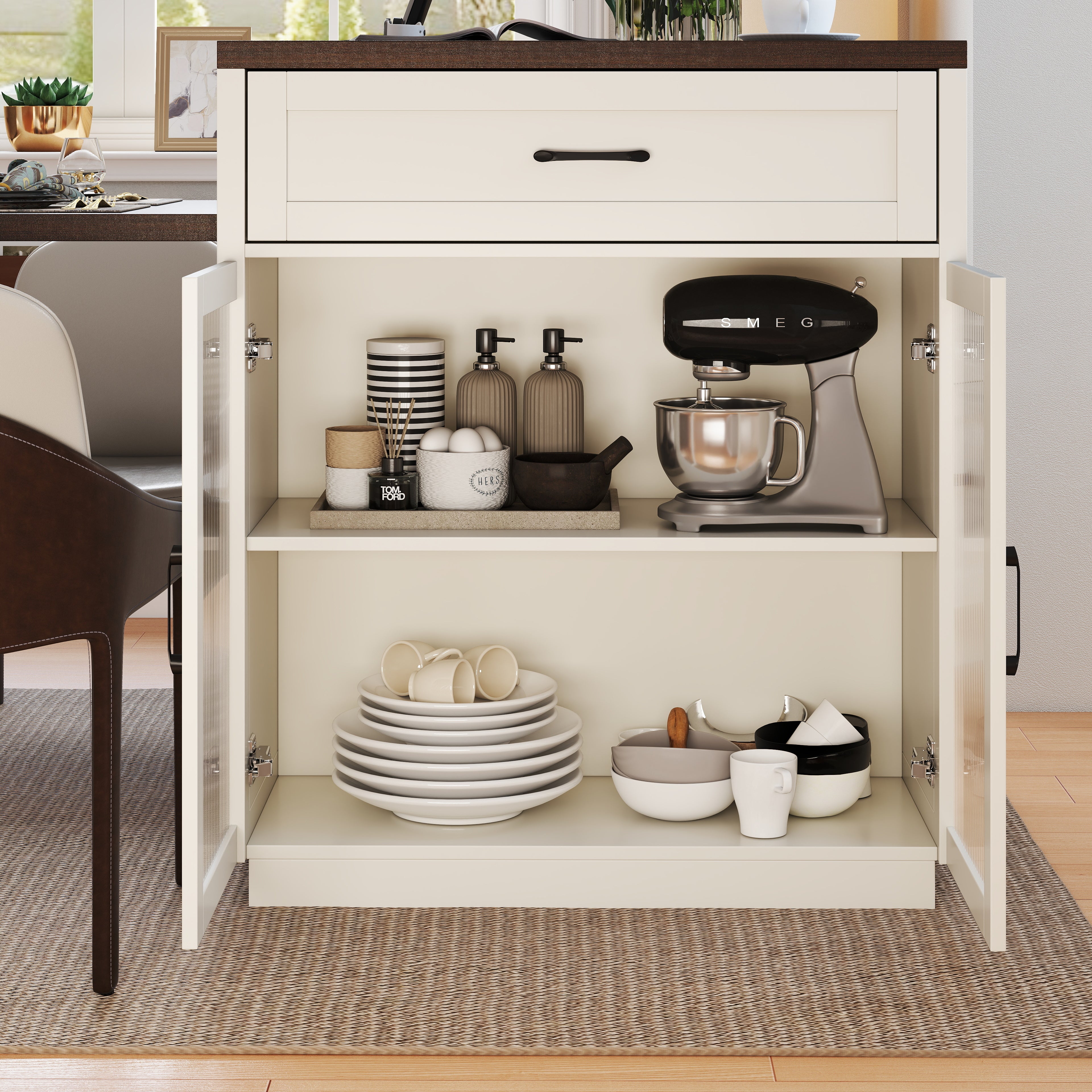 Marlin 83" Kitchen Island with Extendable Dining Table
