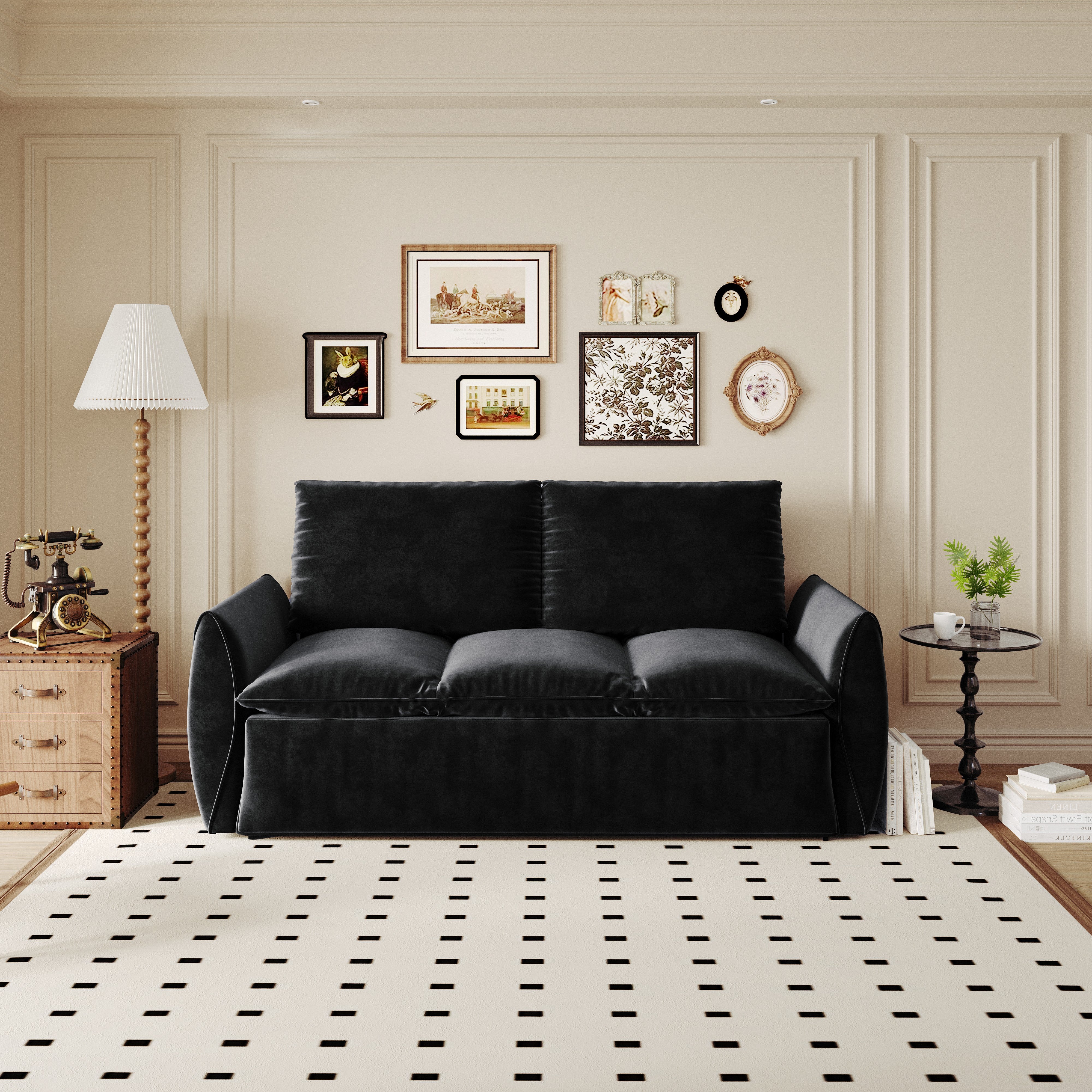 Tempe 71" Velvet Loveseat Sleeper Sofa Bed with Zippered Pillow Pads