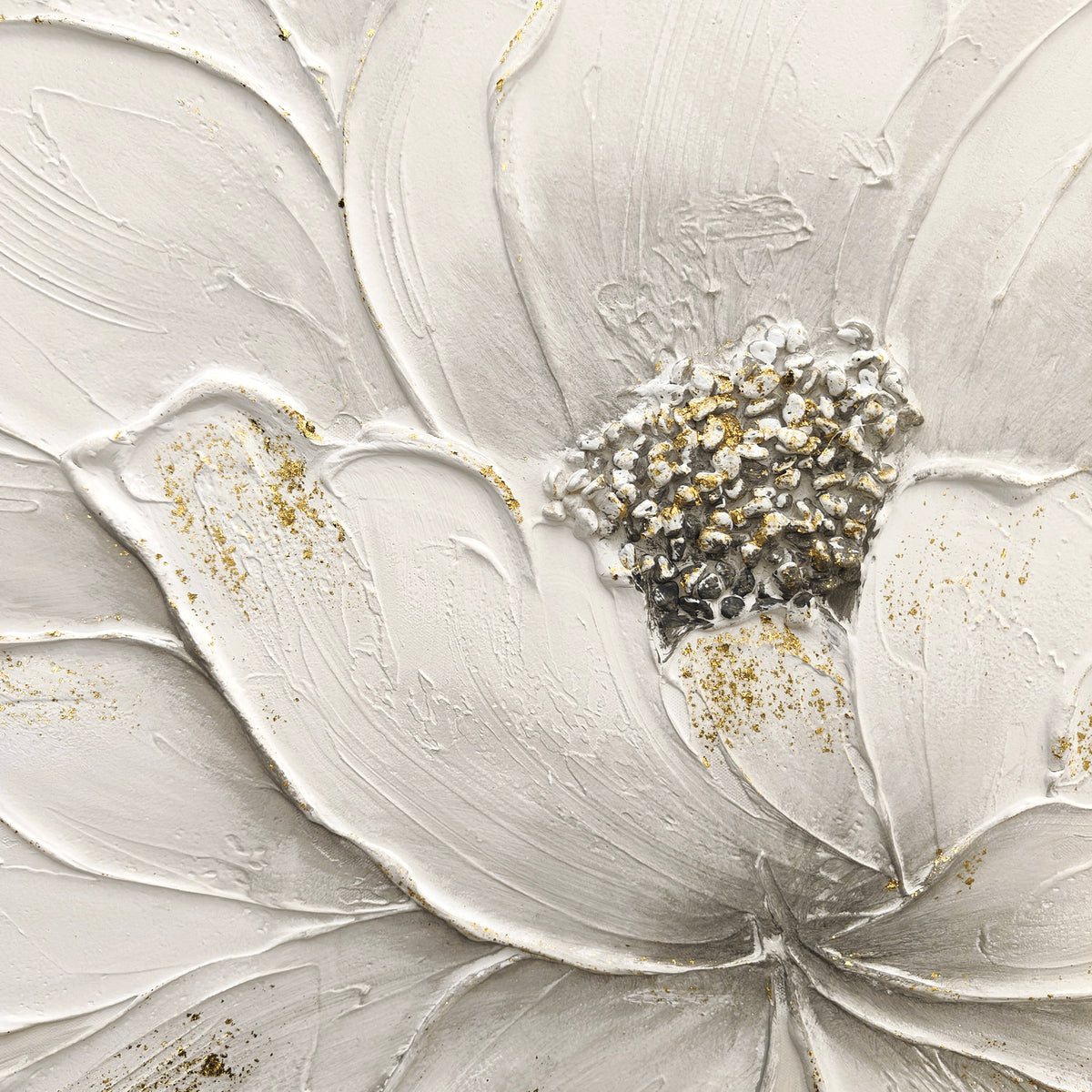 Gardenia 48" x 24" Framed White Lotus Textured Canvas Wall Art