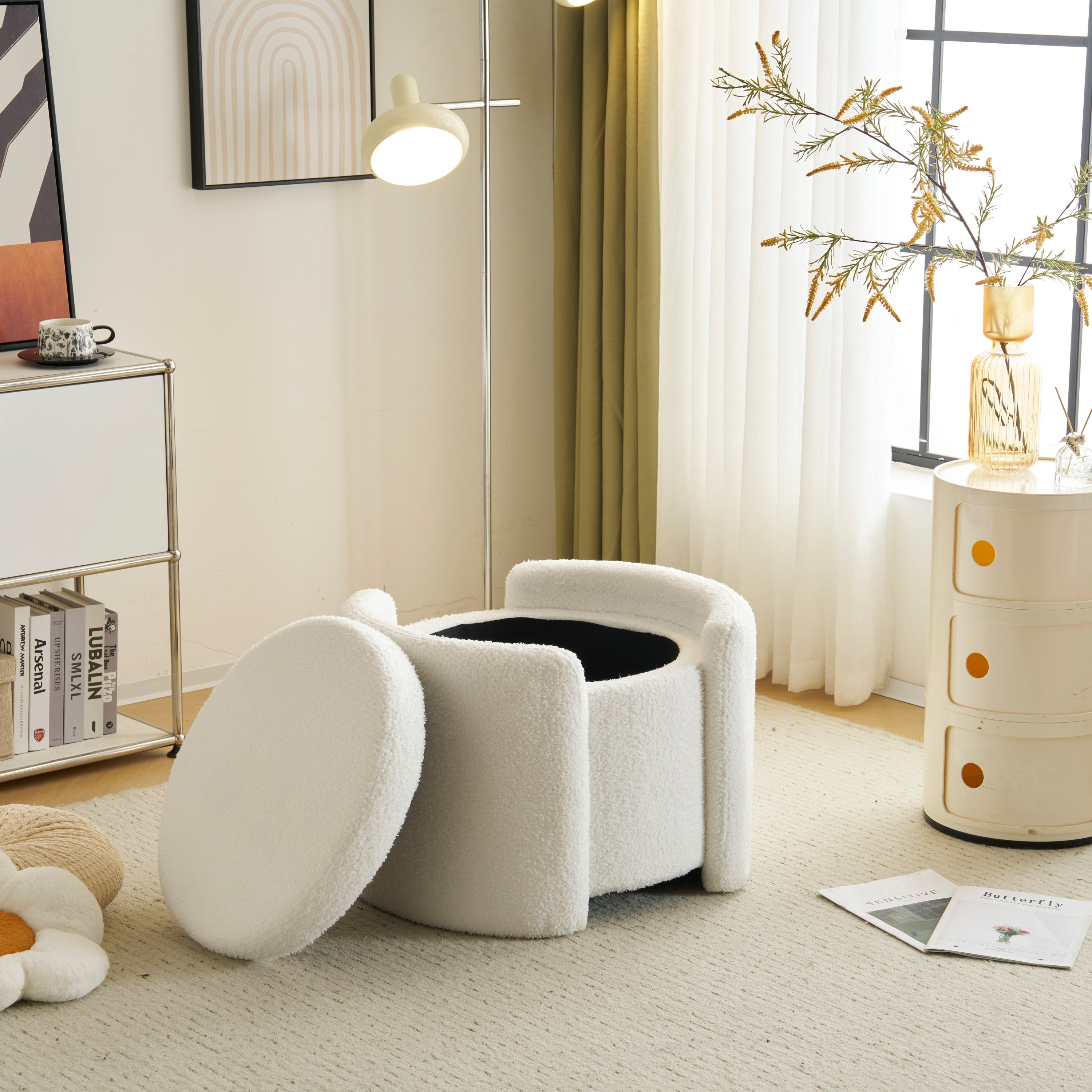 Everglades Boucle Storage Ottoman Footstool