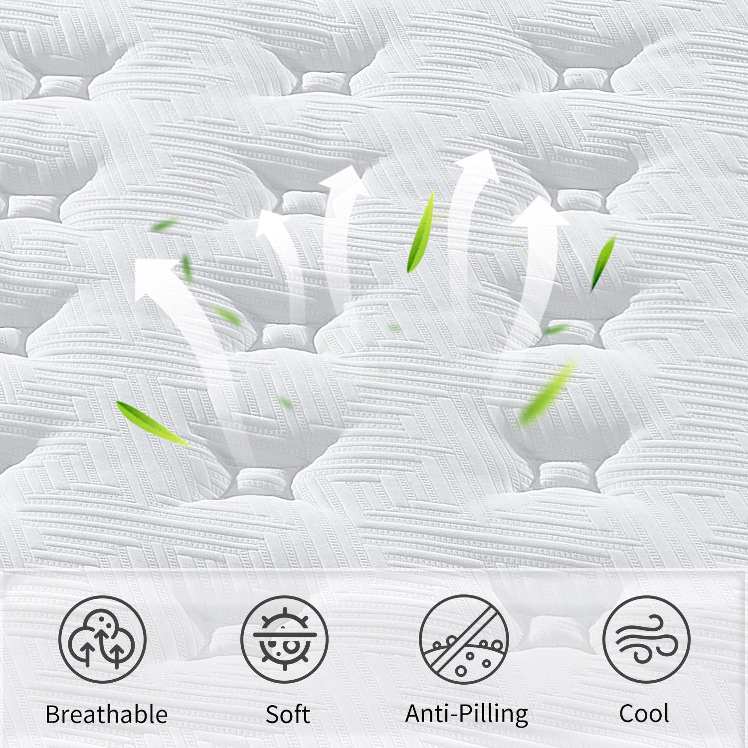 QUEEN Size 12 Inch Hybrid Mattress Individual Pocket Spring 7-Zoned Memory Foam Knitted Cover CertiPUR-US White