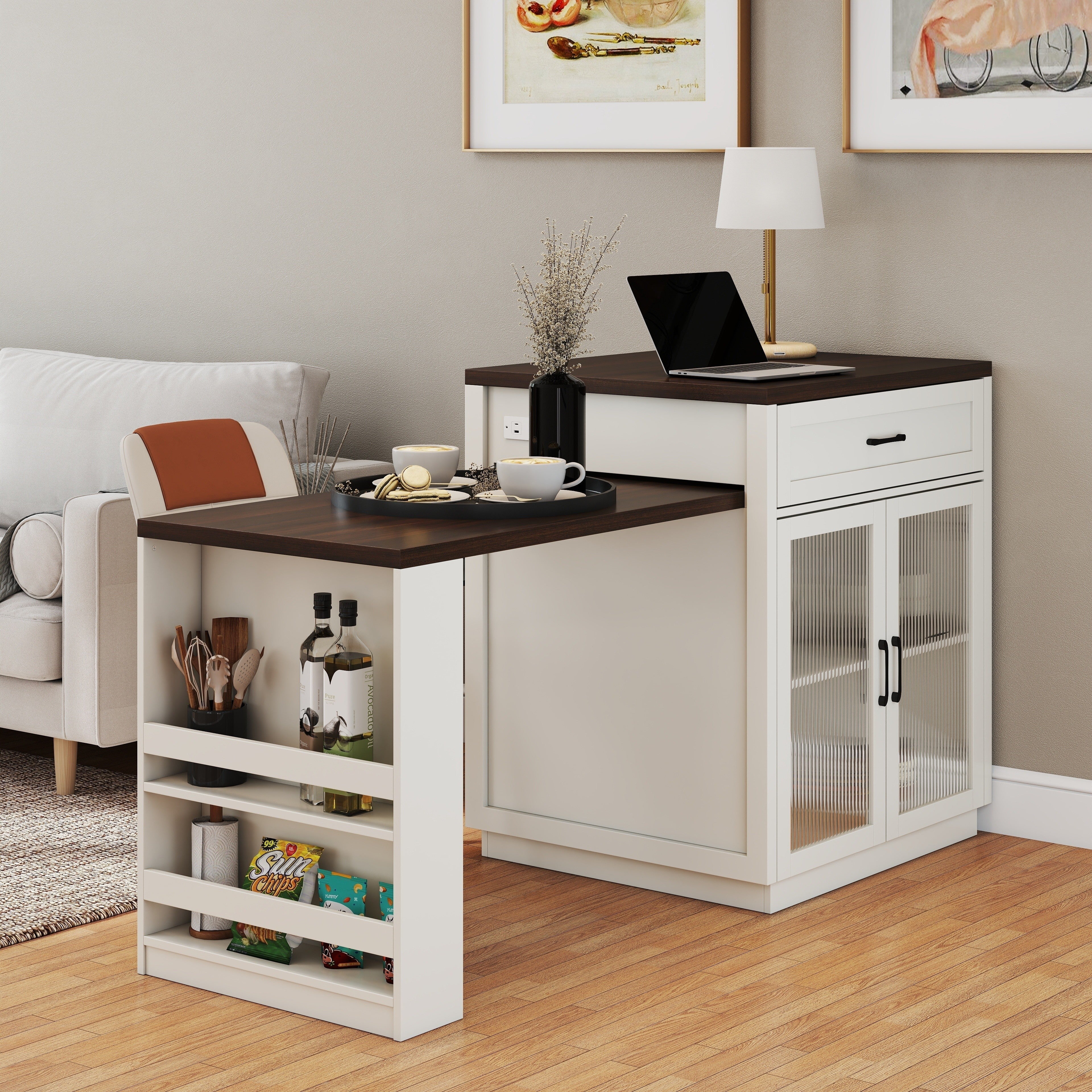 Marlin 83" Kitchen Island with Extendable Dining Table