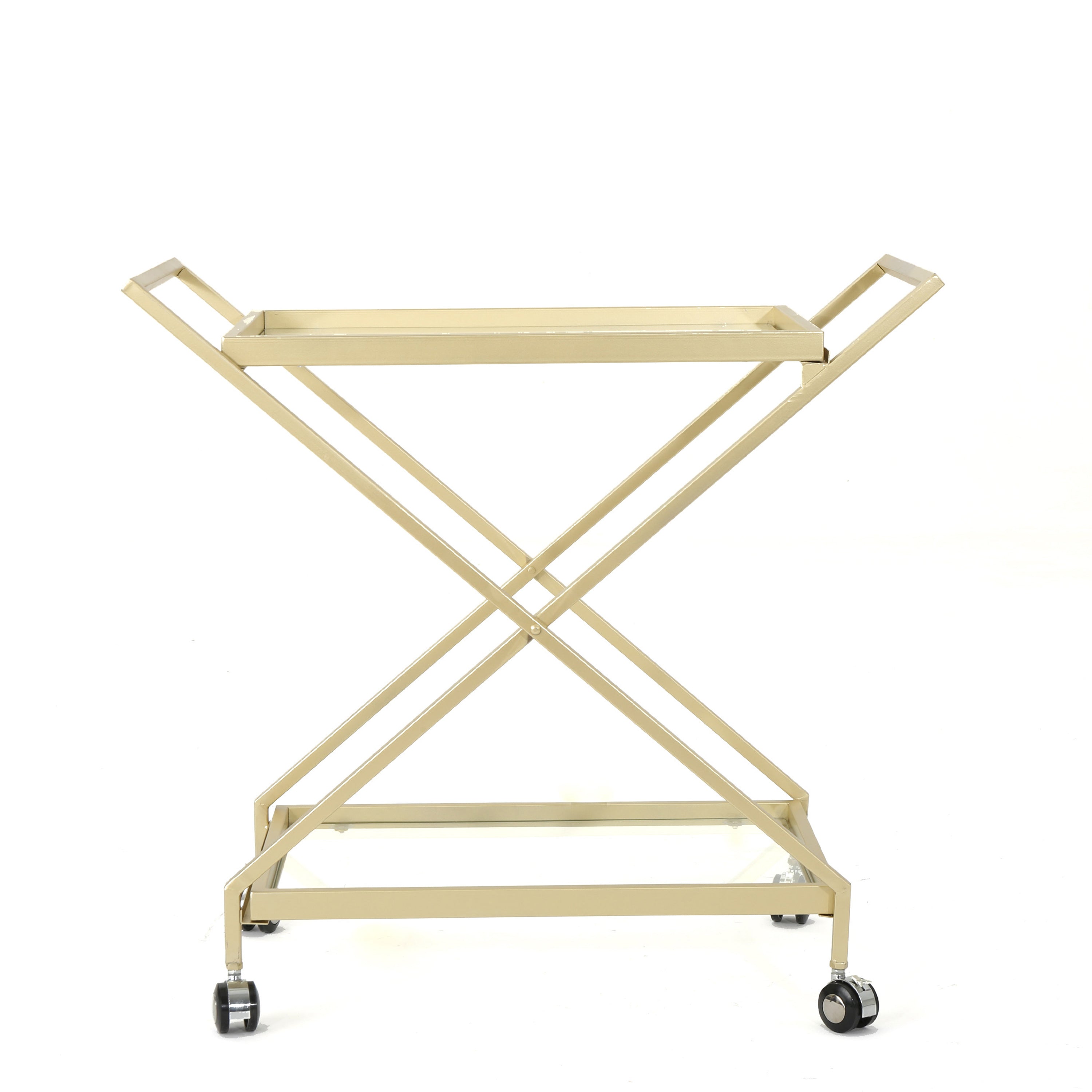 Vega Gold Bar Cart Metal Rolling Trolley