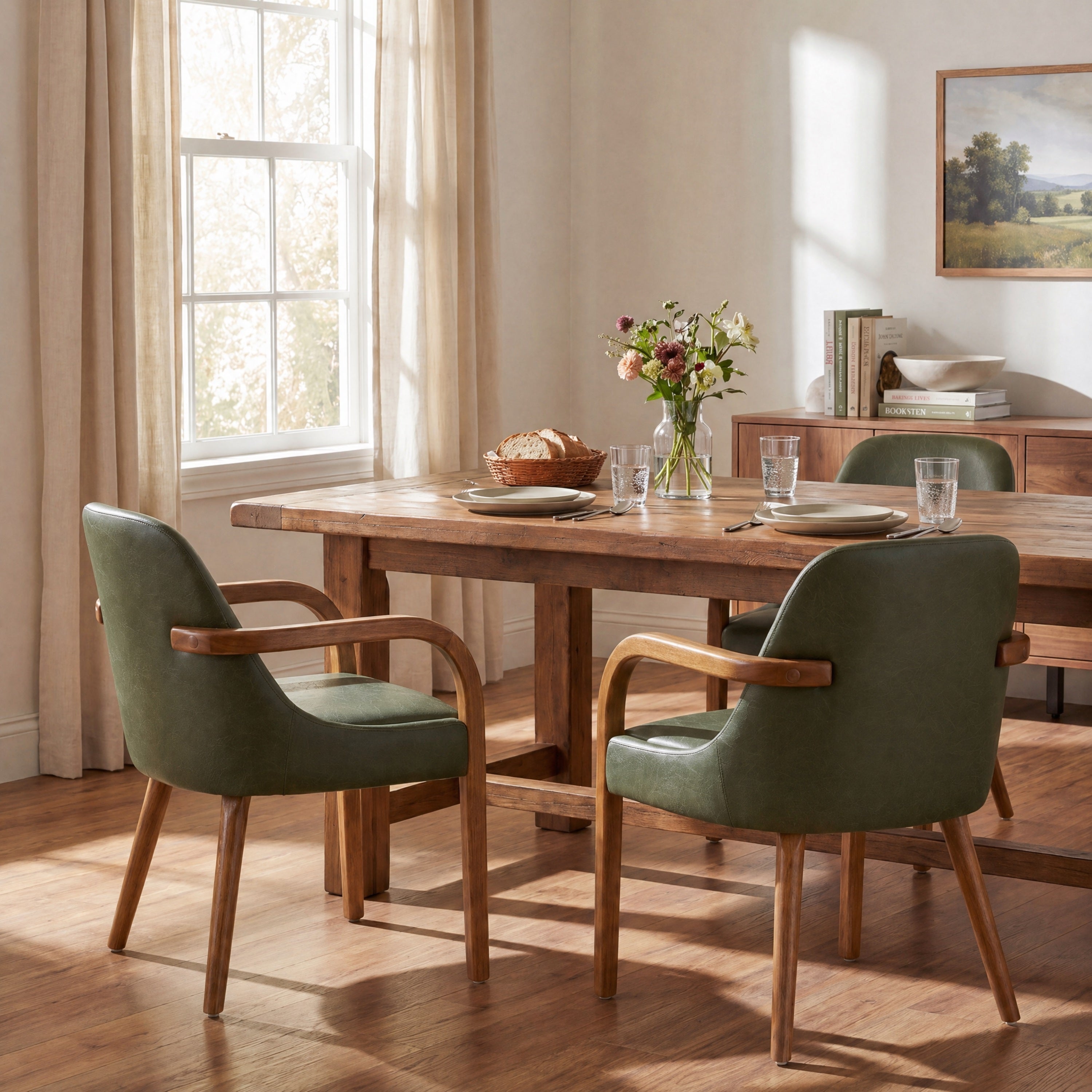 Geneva Upholstered Dining Chairs with Solid Rubberwood Legs Set of 2
